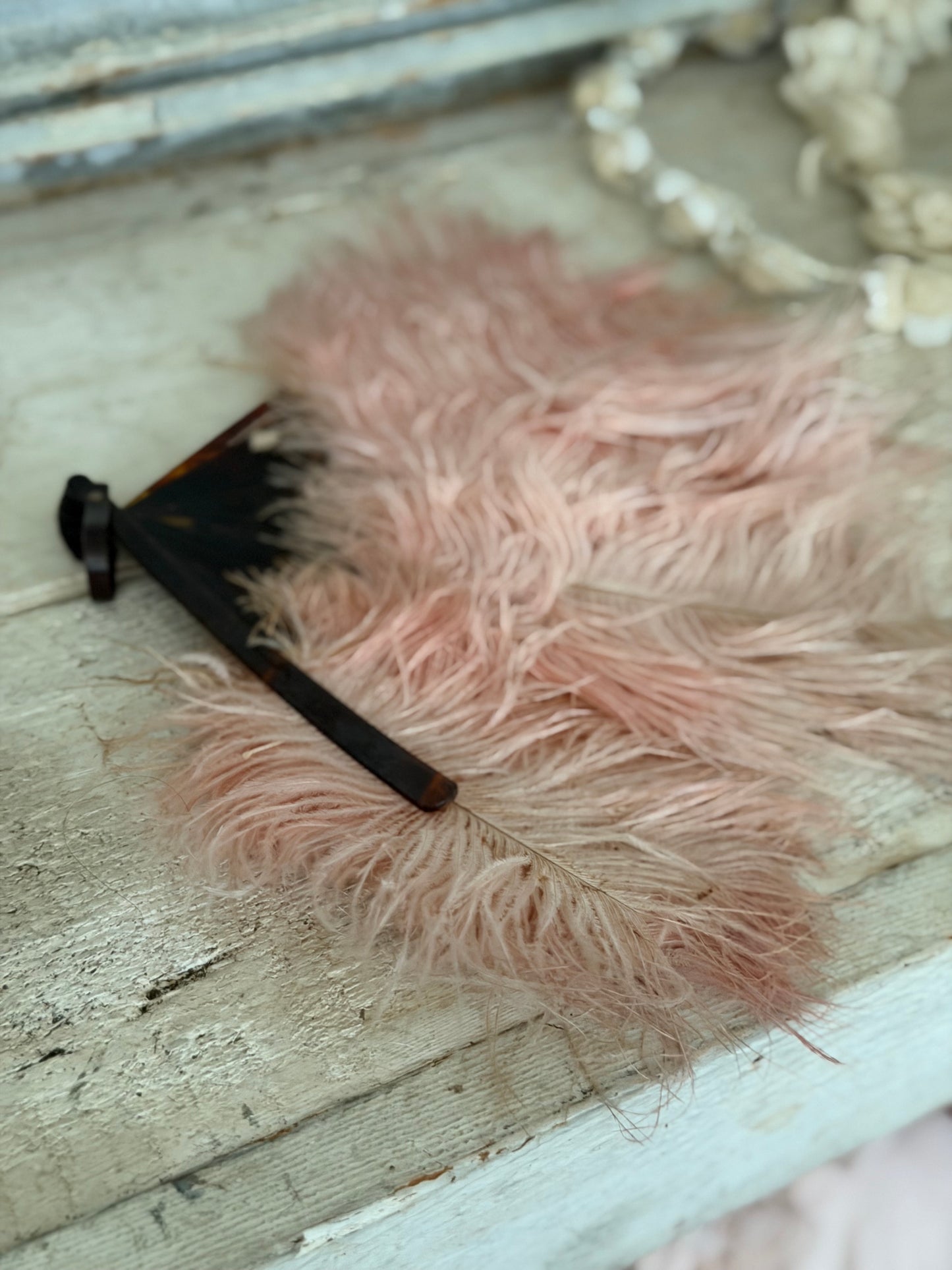 Antique Victorian Petite Pink Feather Fan