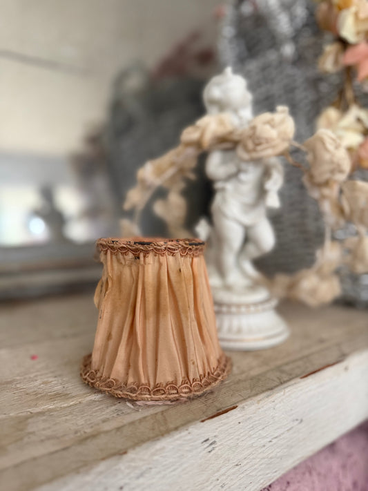 Antique Pette Timeworn Pink Silk Boudoir Lampshade