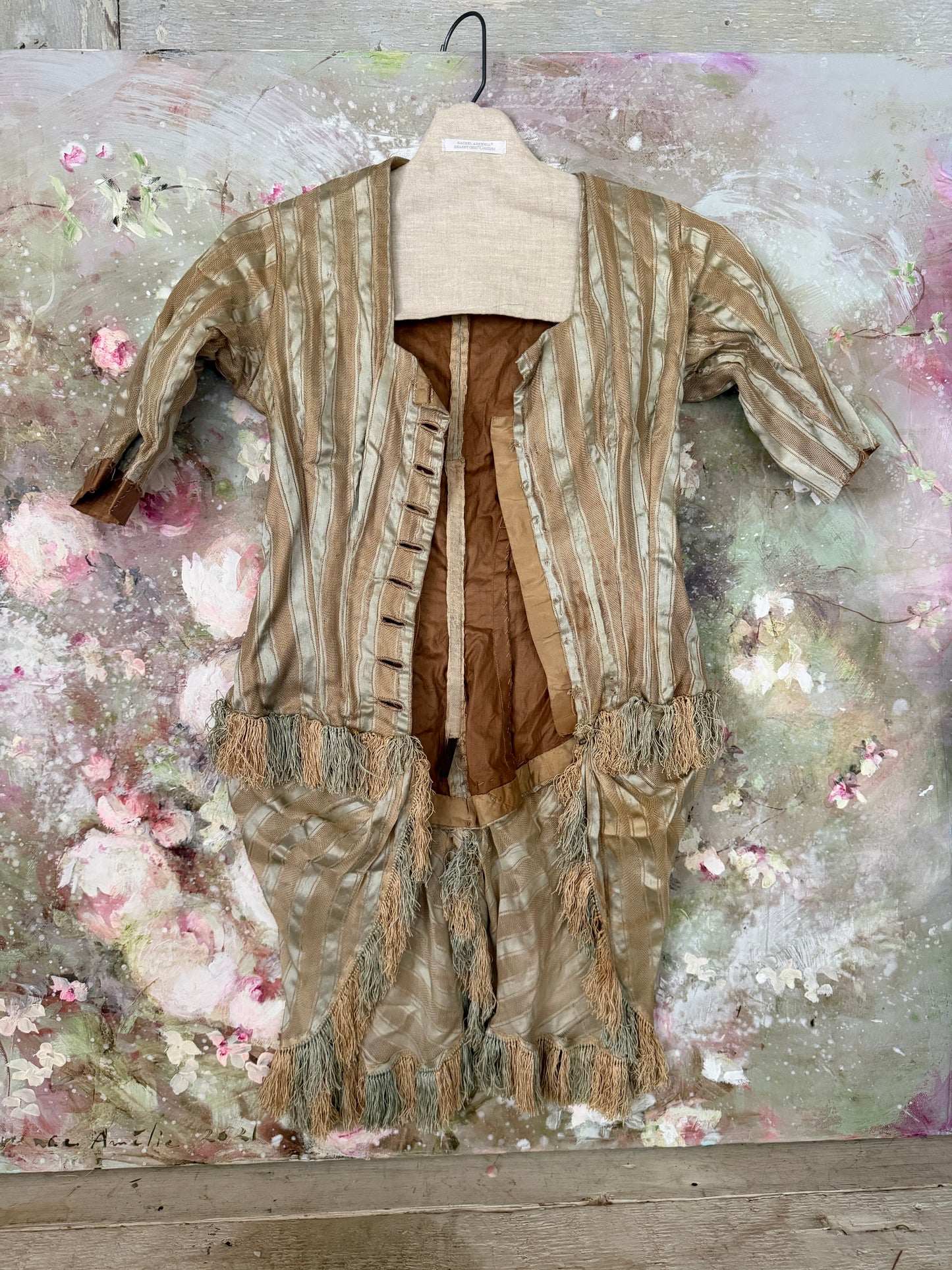 Antique Teal Silk Stripe Childs Bodice