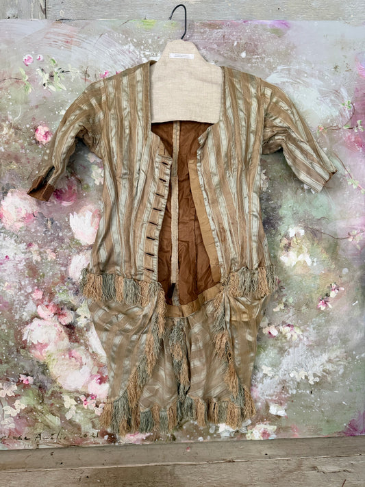 Antique Teal Silk Stripe Childs Bodice