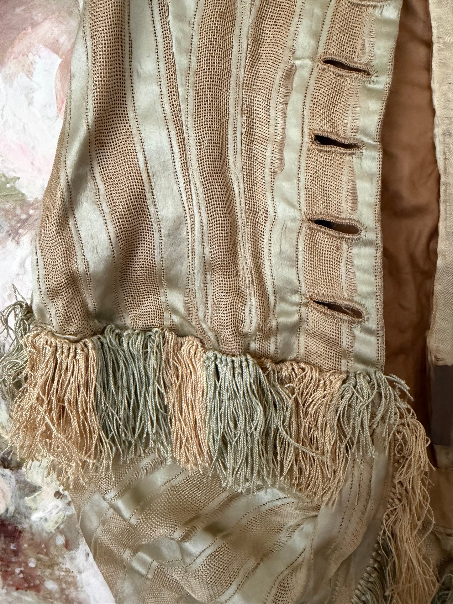 Antique Teal Silk Stripe Childs Bodice