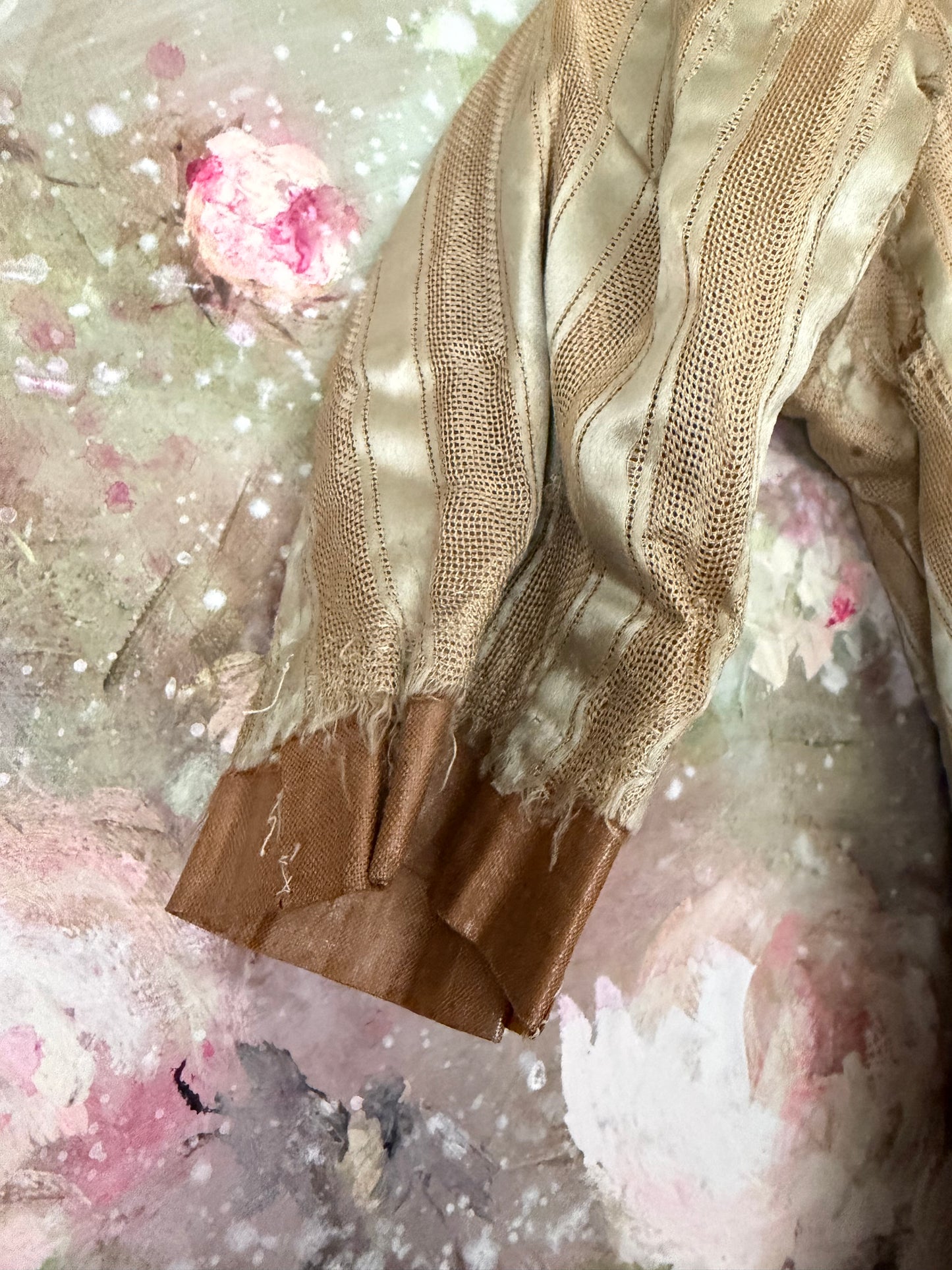 Antique Teal Silk Stripe Childs Bodice
