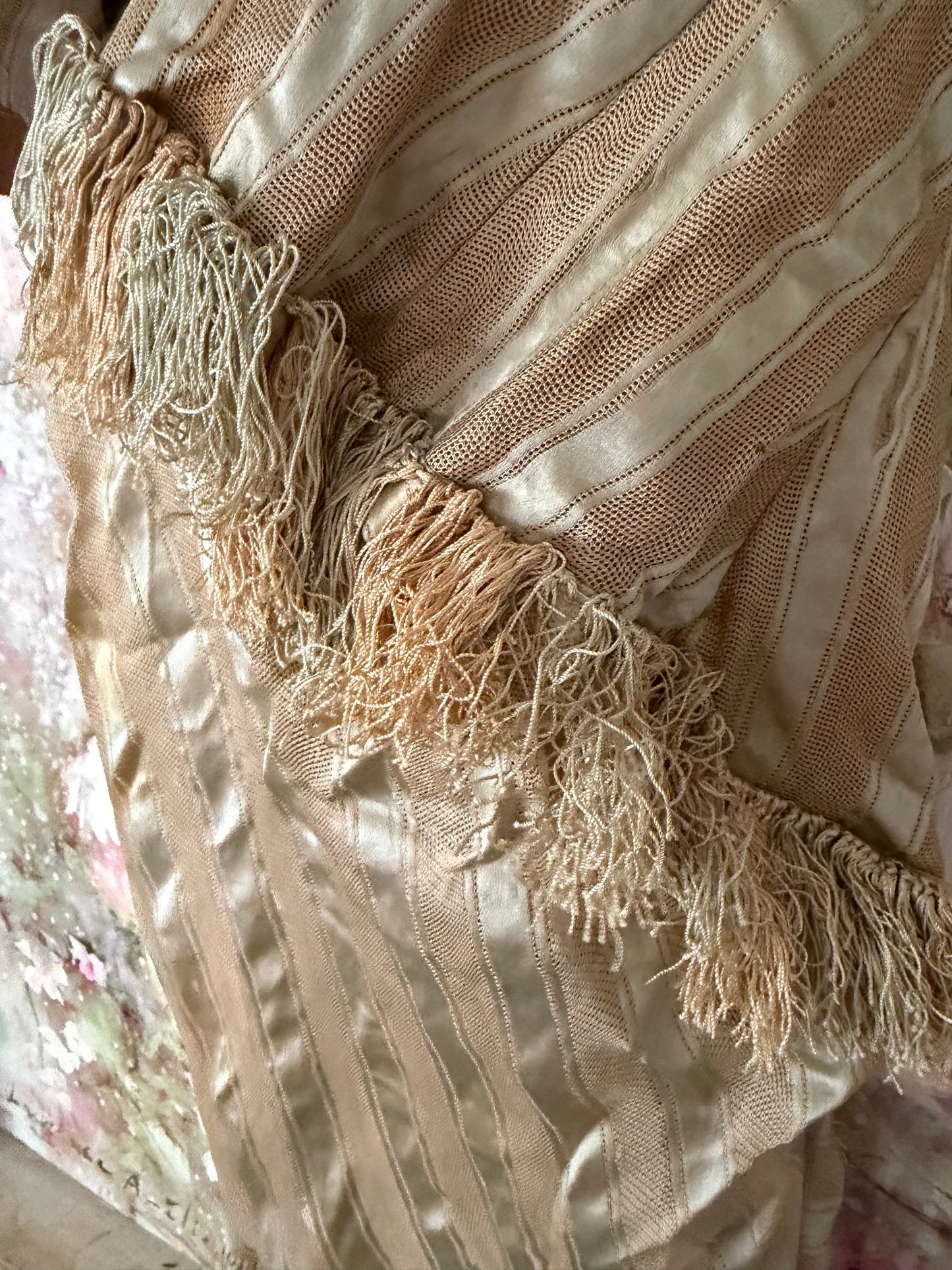 Antique Teal Silk Stripe Childs Bodice
