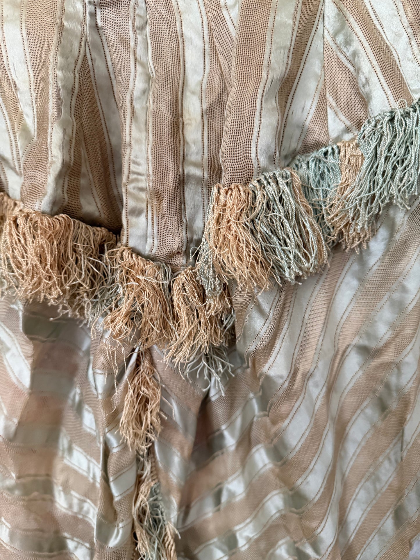 Antique Teal Silk Stripe Childs Bodice
