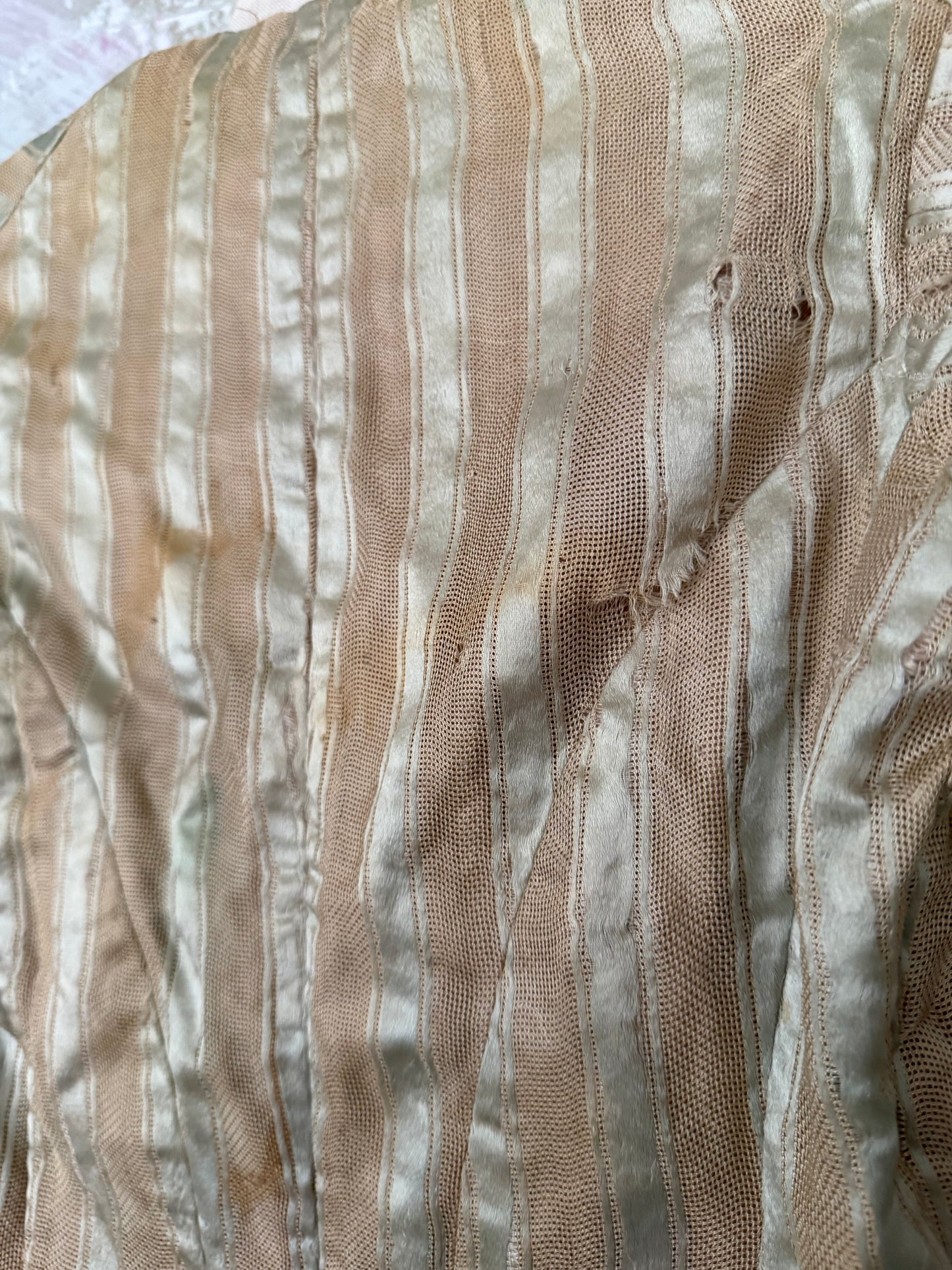 Antique Teal Silk Stripe Childs Bodice