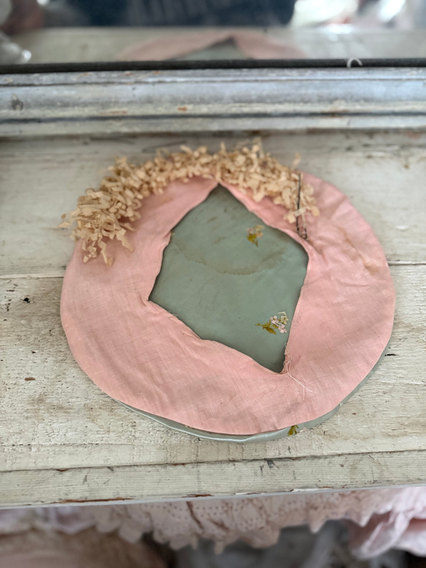Vintage Satin Embroidered Costume Bonnet With Crepe Millinery
