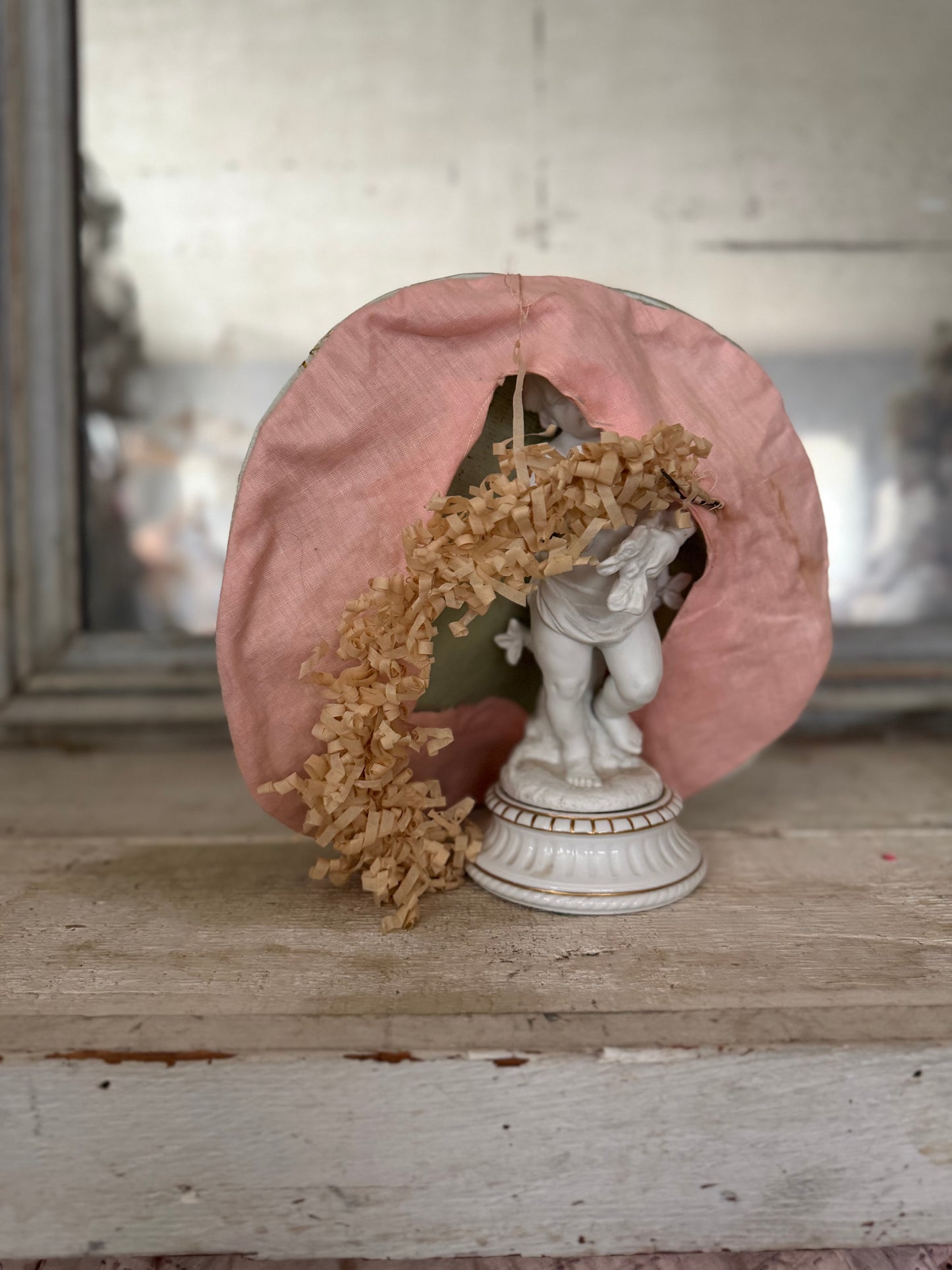 Vintage Satin Embroidered Costume Bonnet With Crepe Millinery