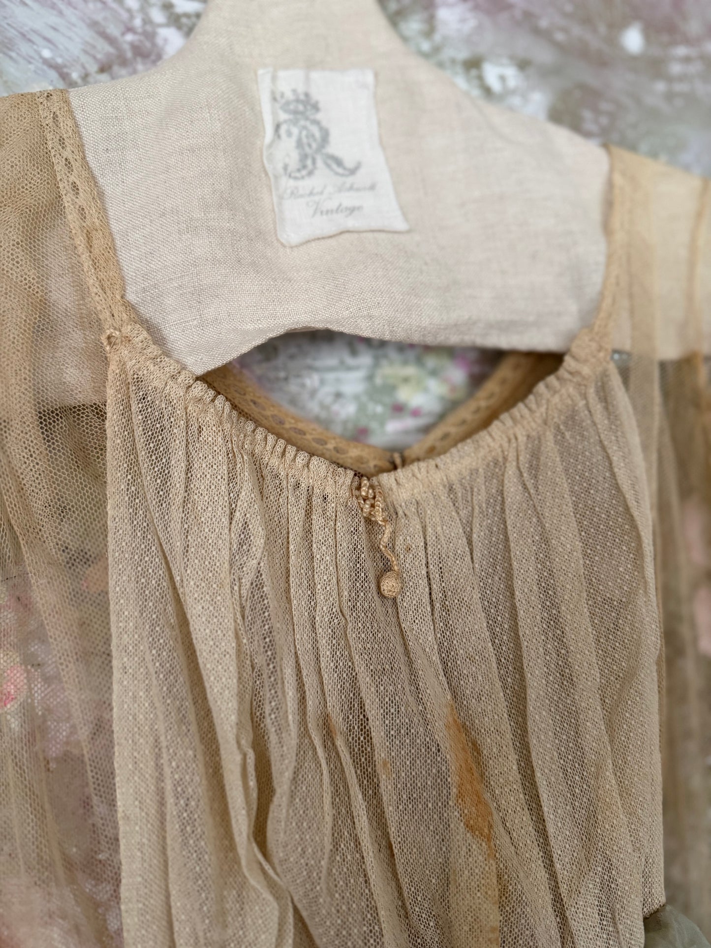 Antique Edwardian Blue Silk Lace Dress