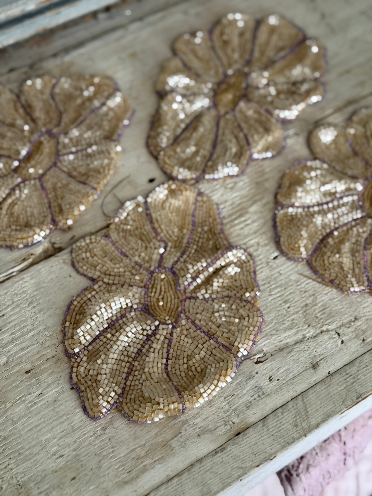 Collection Antique 1920s Beaded Flower Appliques