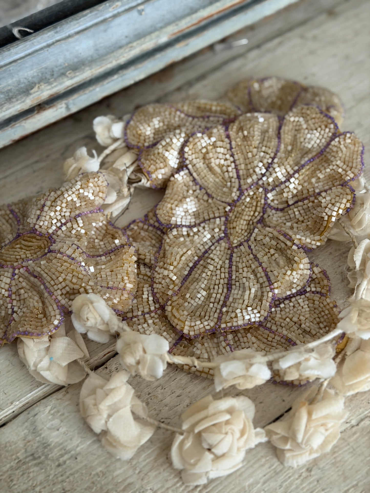 Collection Antique 1920s Beaded Flower Appliques
