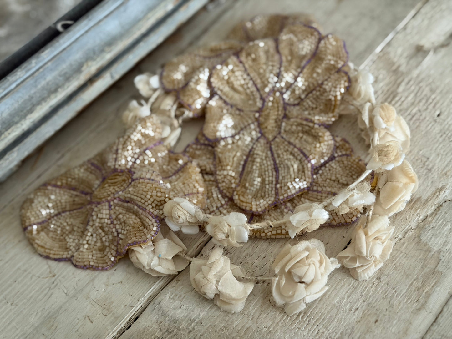 Collection Antique 1920s Beaded Flower Appliques