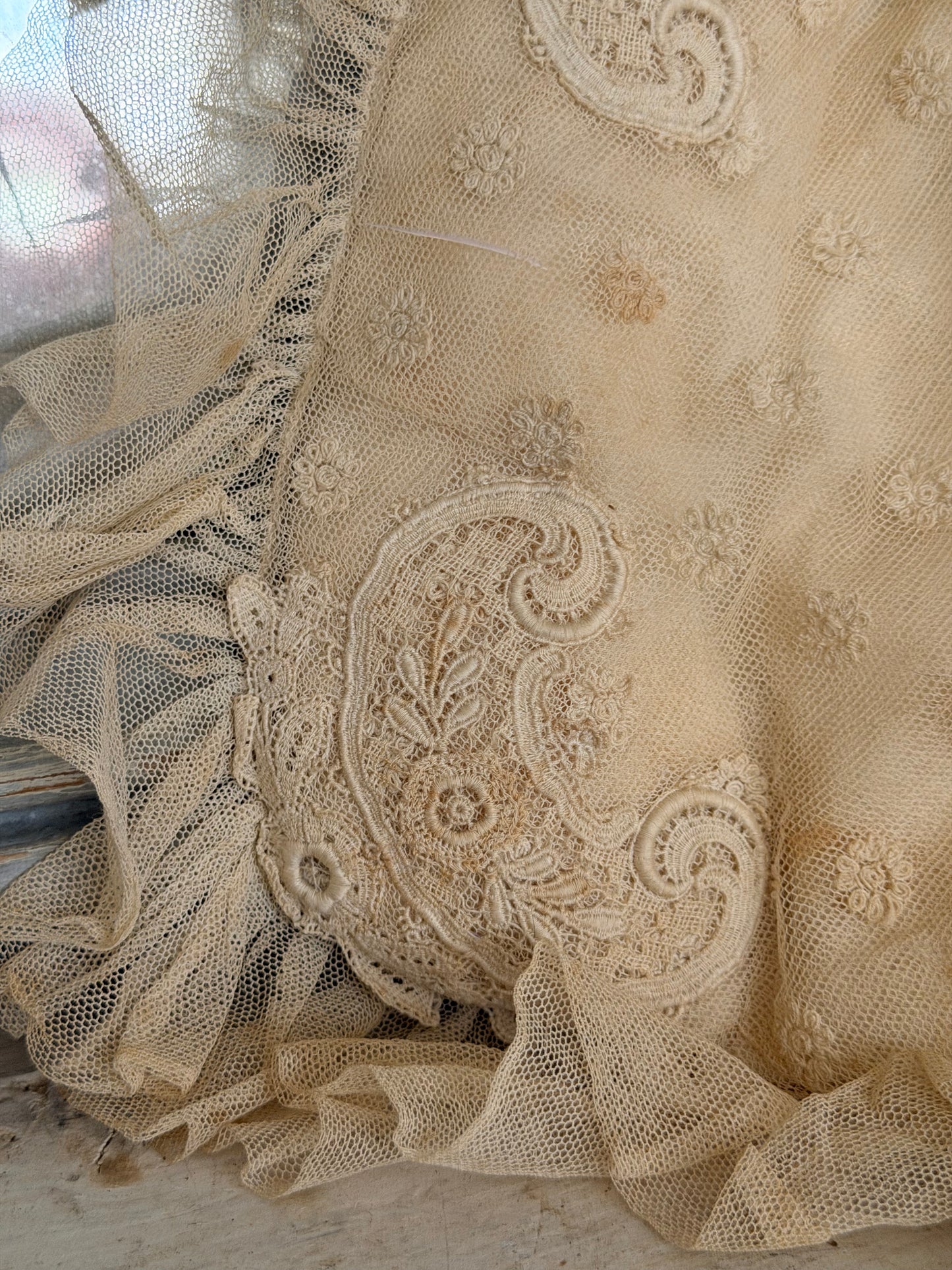 Antique Ruffled Lace Boudoir Pillow