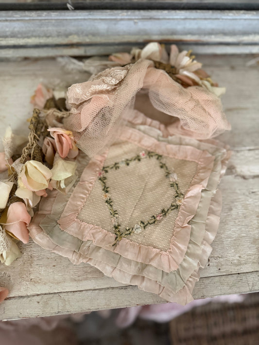 Antique Silk Ribbonwork Pouch Holder