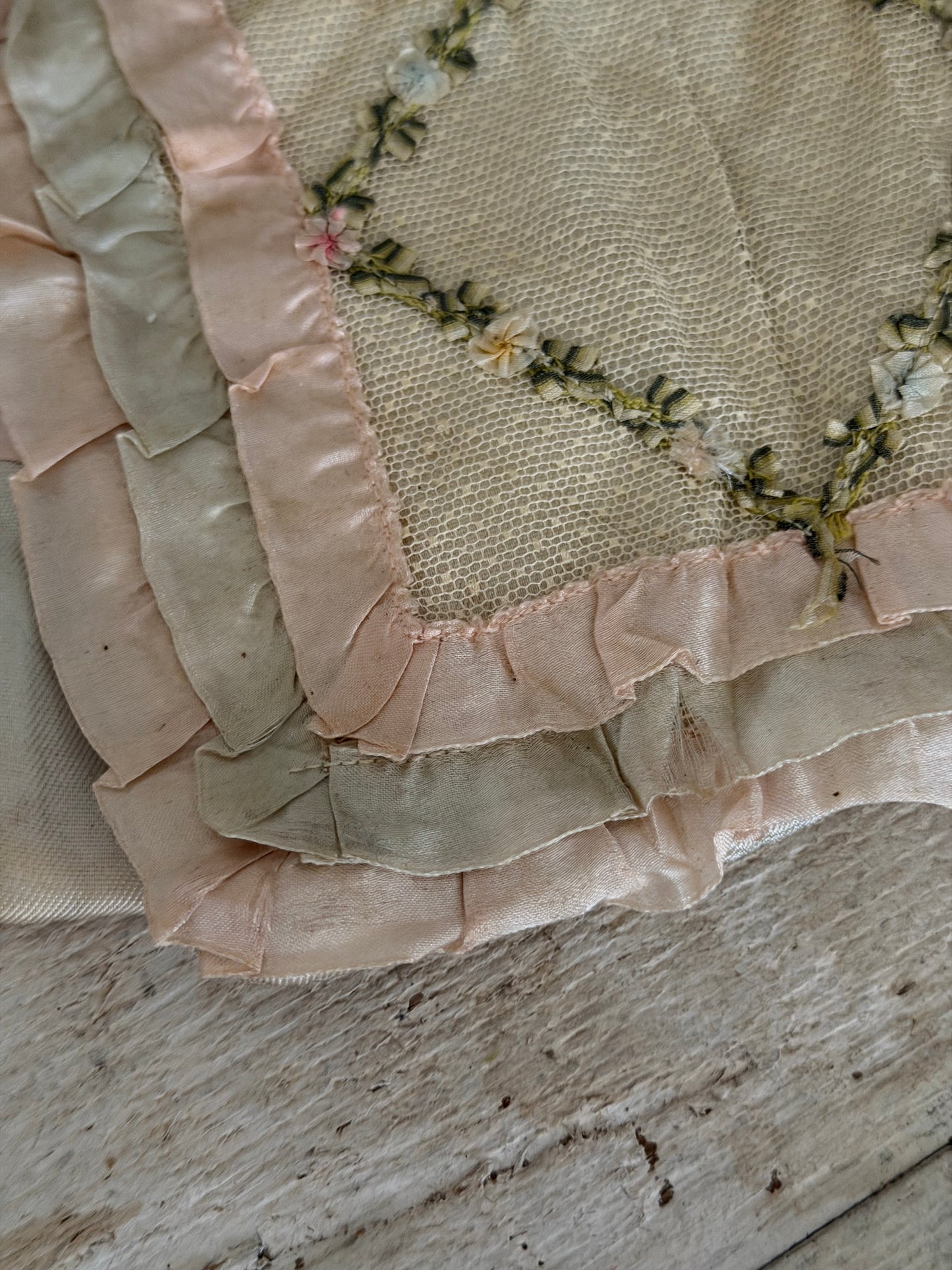 Antique Silk Ribbonwork Pouch Holder