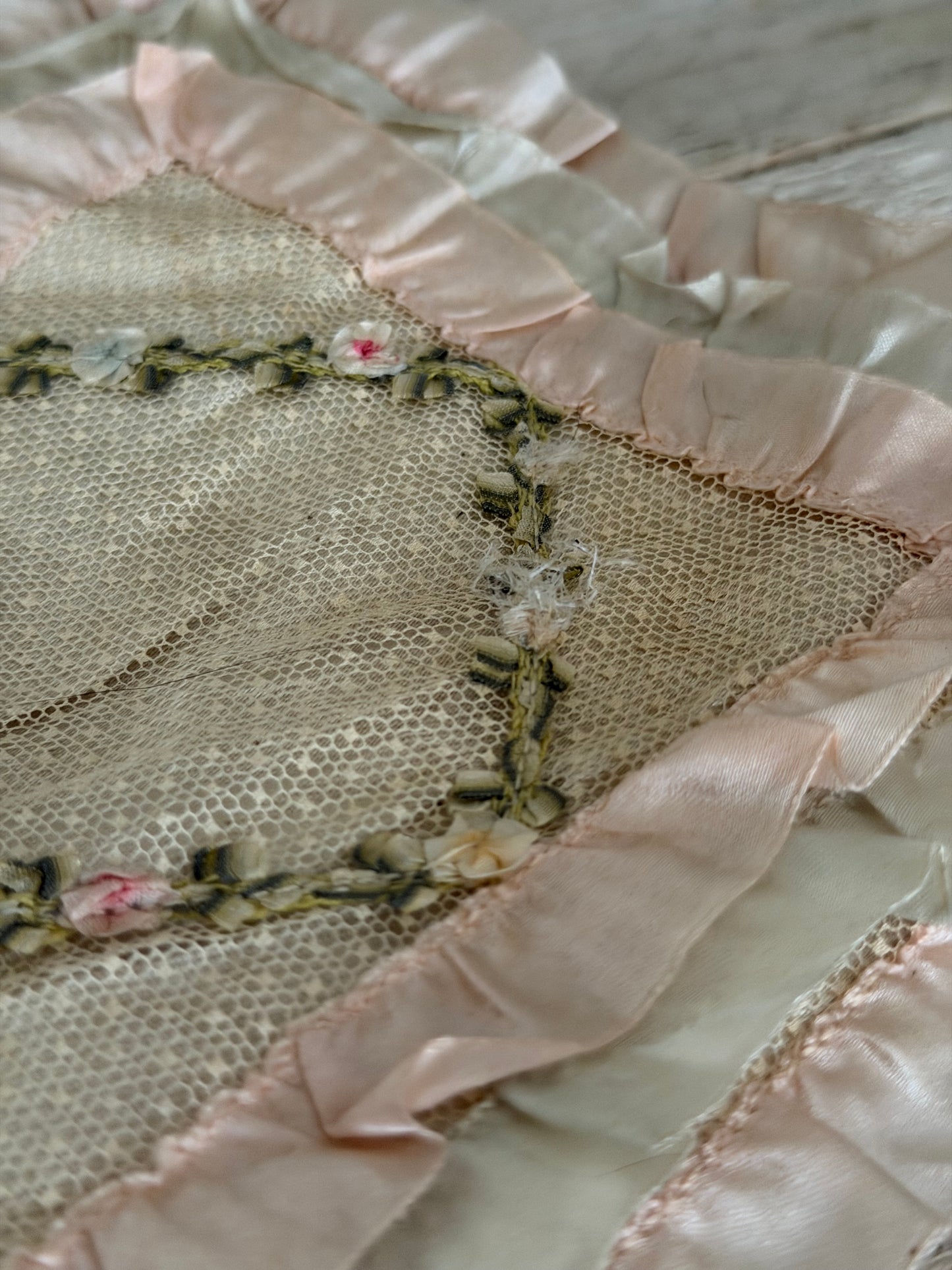 Antique Silk Ribbonwork Pouch Holder