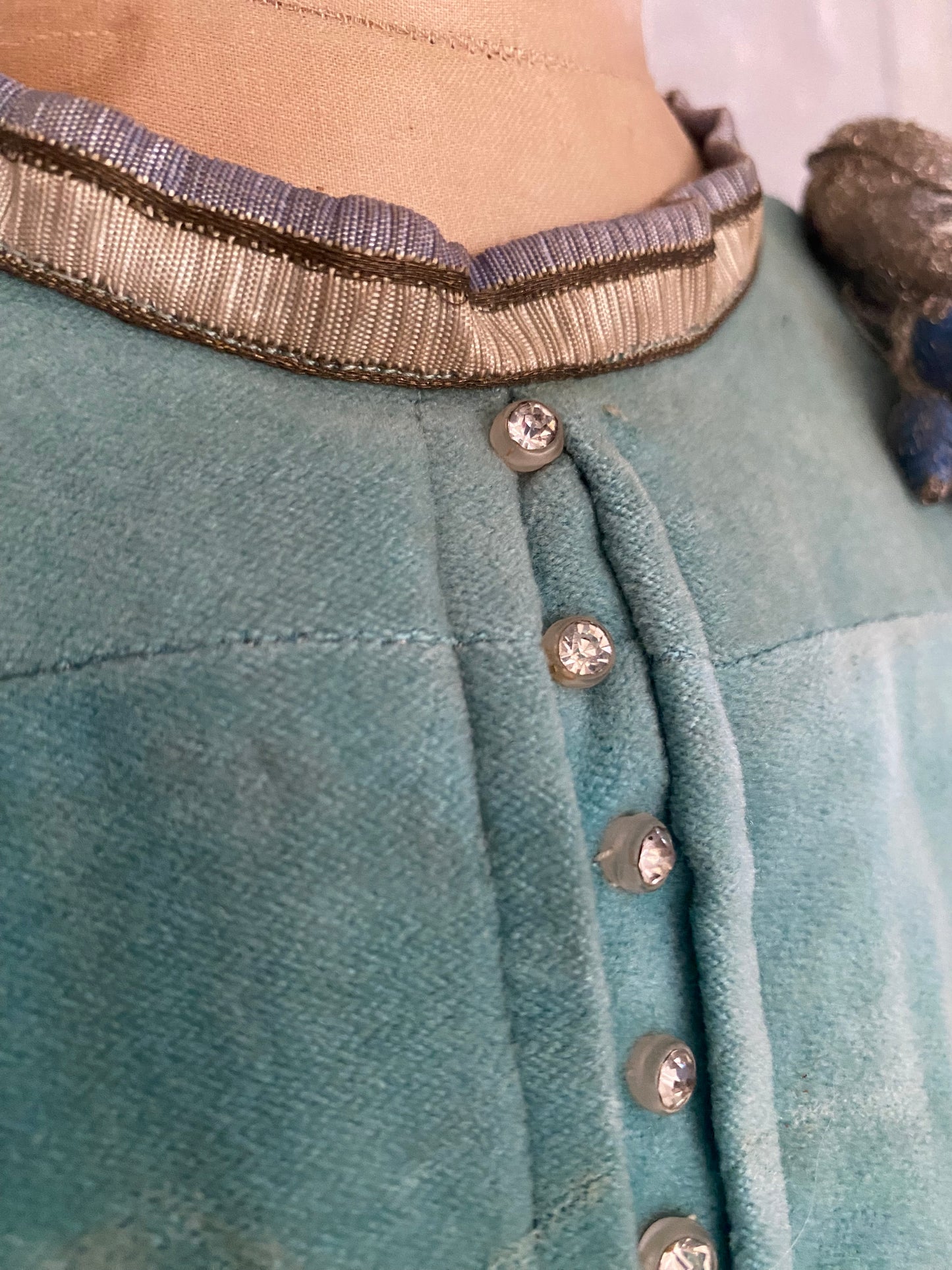 Antique c1925 Girls Dress Rhinestones & Metallic Millinery