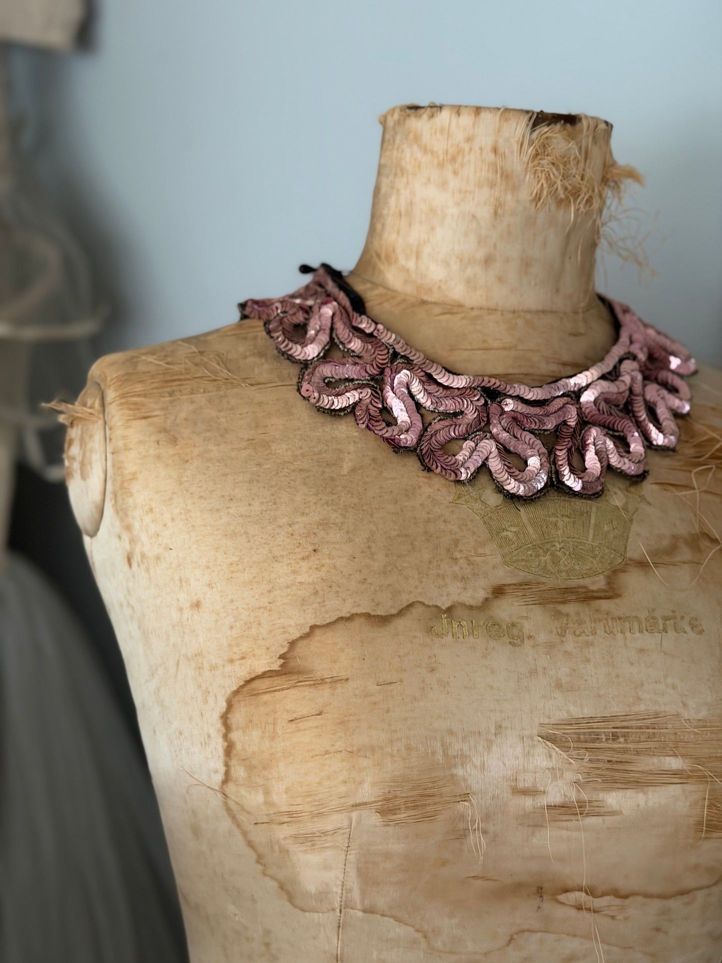 Antique Pink Sequin Costume Collar