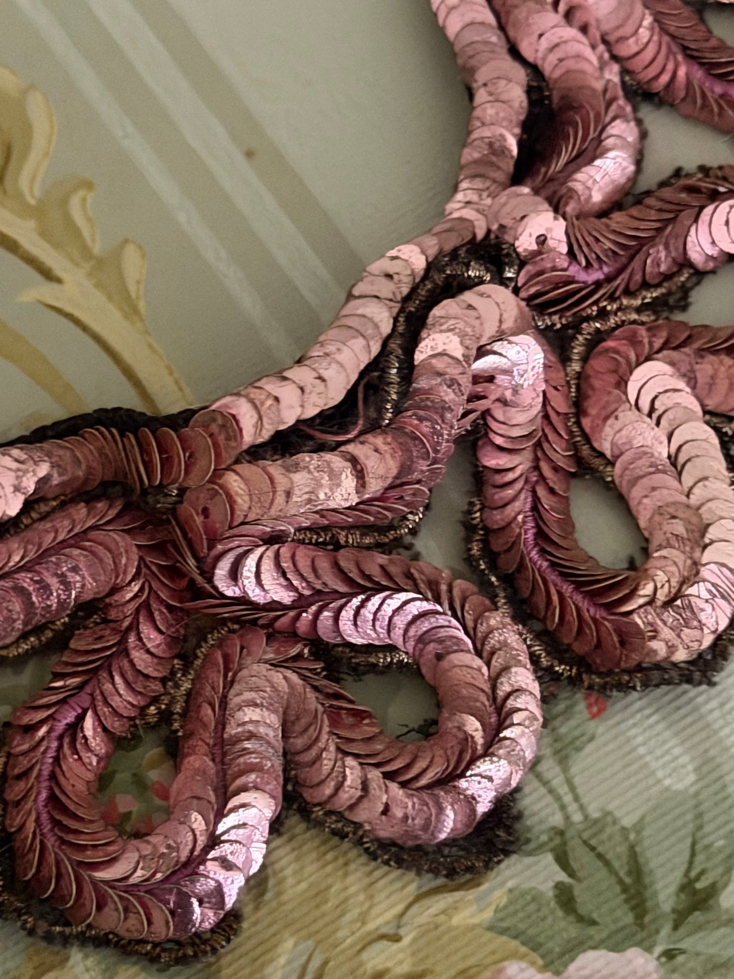 Antique Pink Sequin Costume Collar