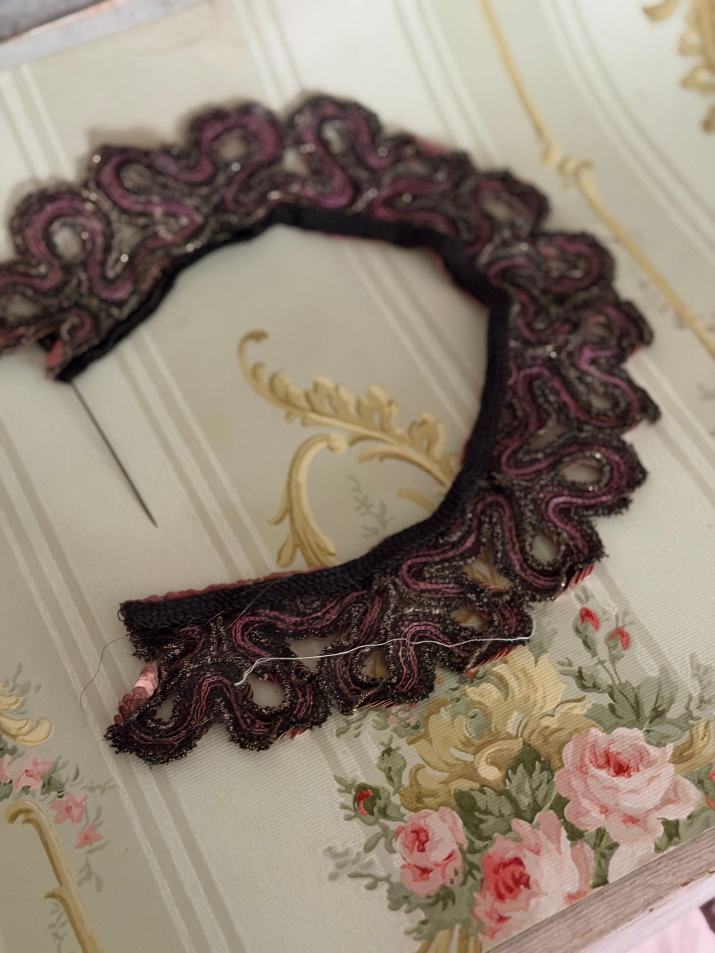 Antique Pink Sequin Costume Collar