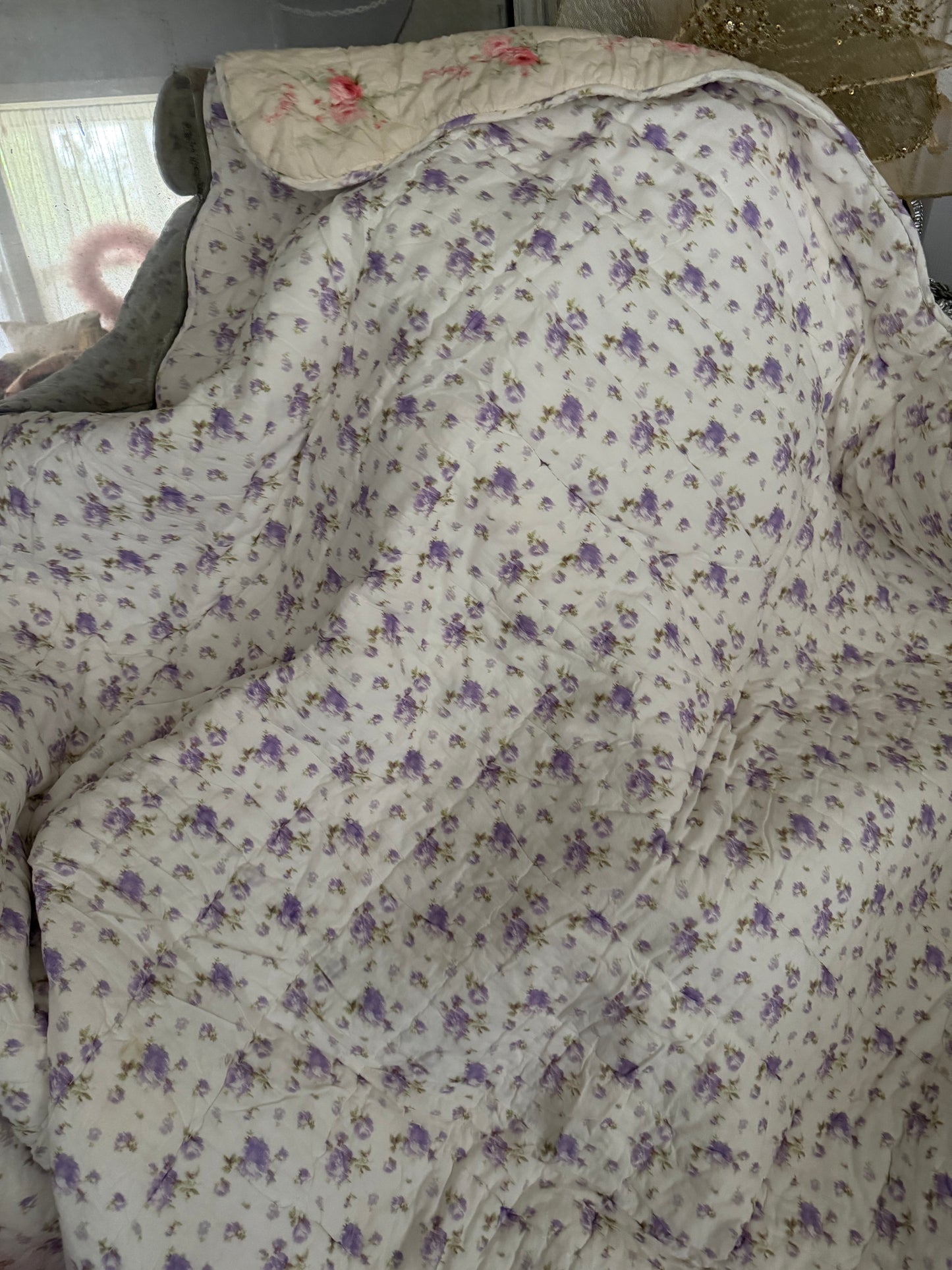 Reserved B RARE LOVESHACKFANCY Retired Quilted Ikat Rose Blanket Comforter