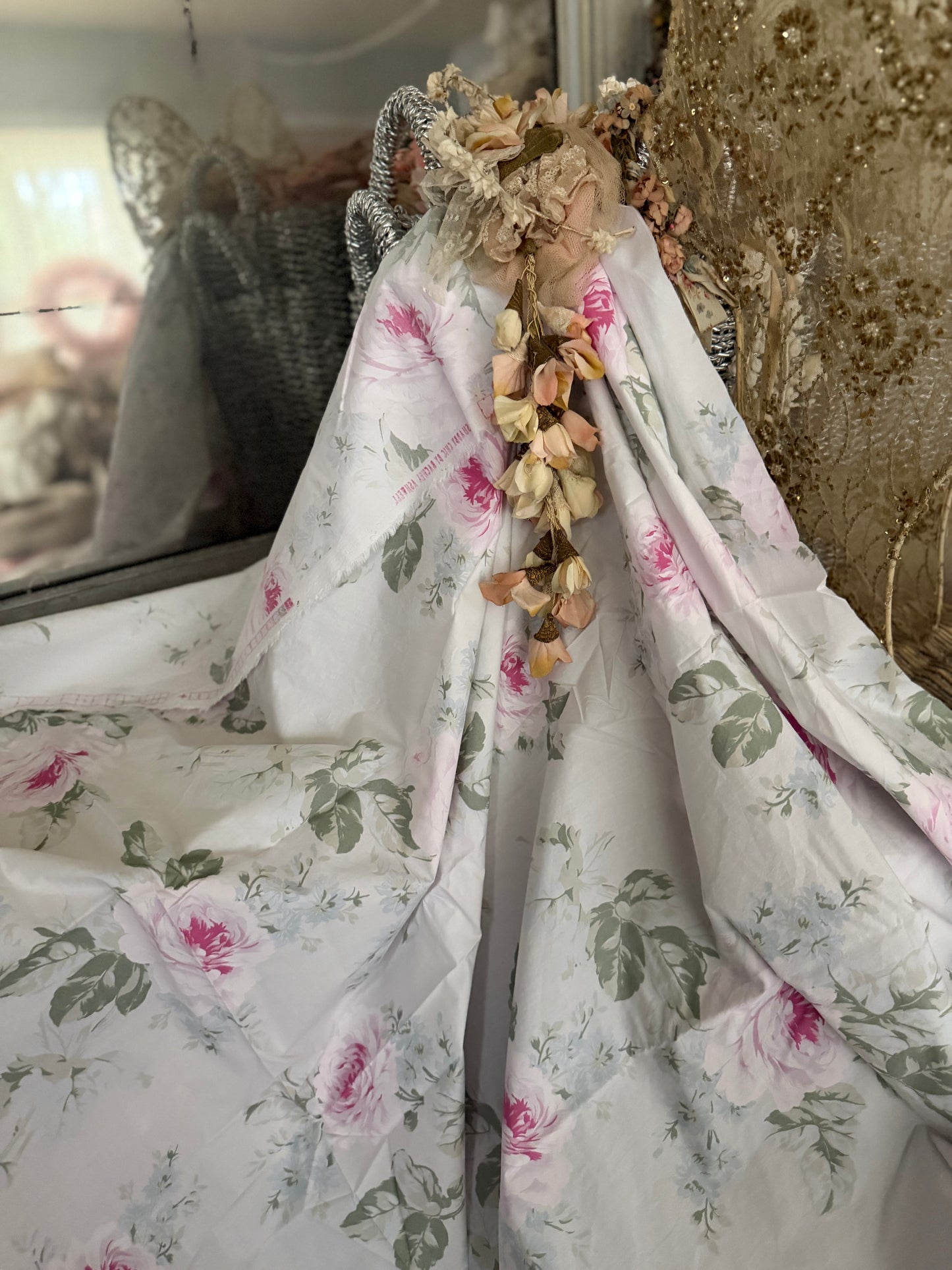 Retired RASSC Rachel Ashwell Royal Bouquet Poplin Fabric