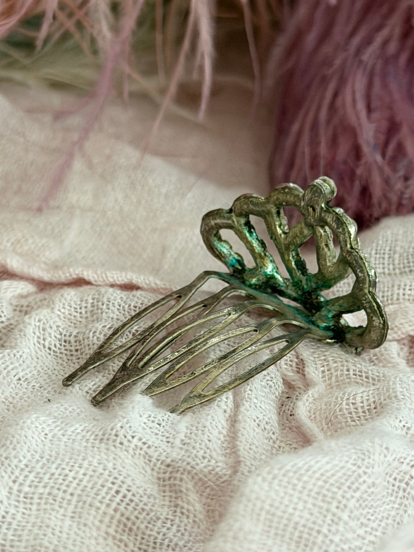 Antique Petite Crown Tiara Comb
