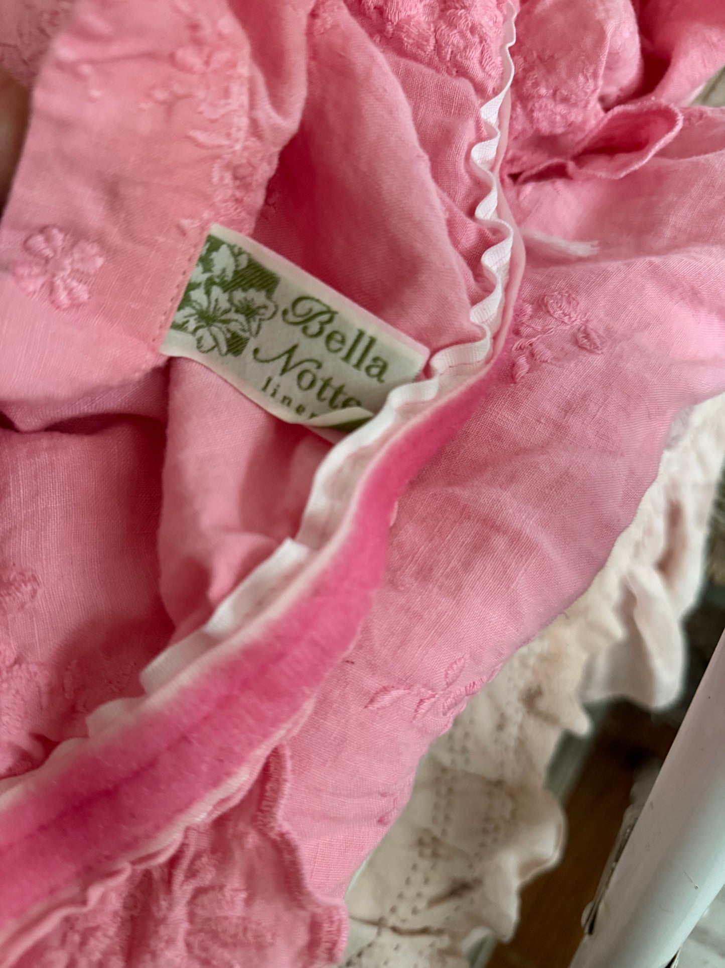 Bella Notte Pink Embroidered Linen Curtain Panel