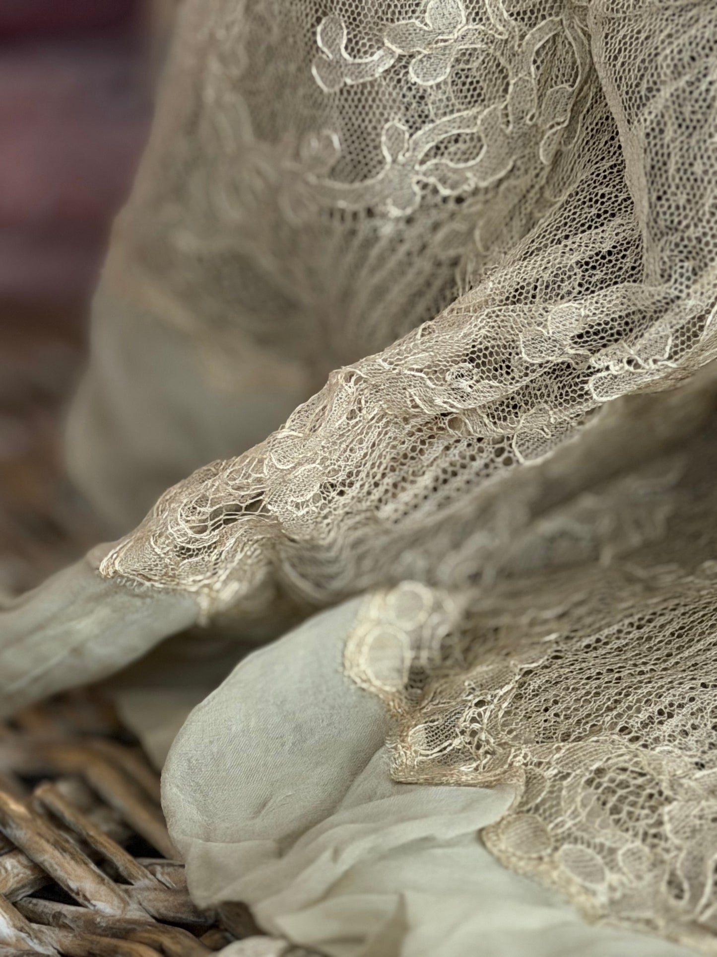 Antique Silk Beaded Lace Panel From Edwardian Dress