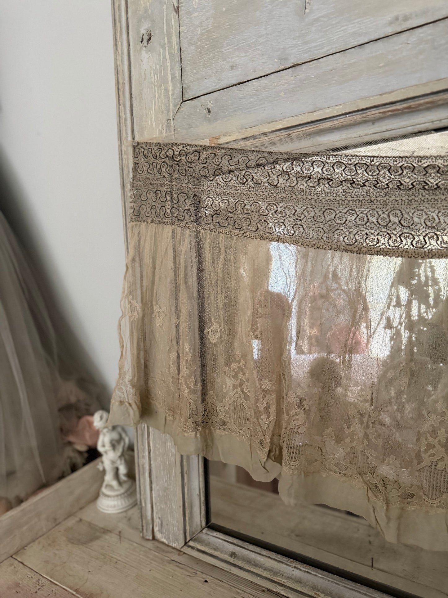 Antique Silk Beaded Lace Panel From Edwardian Dress