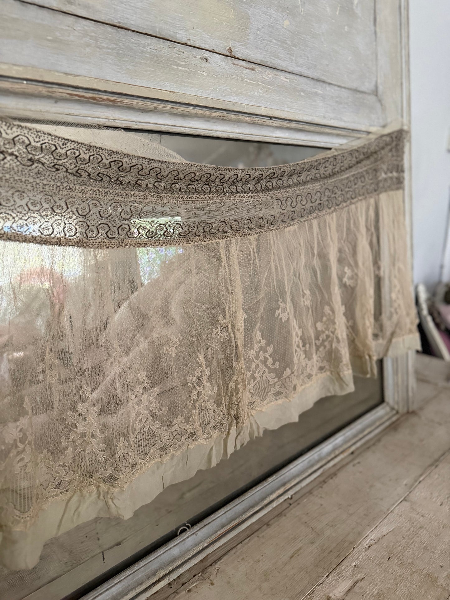 Antique Silk Beaded Lace Panel From Edwardian Dress