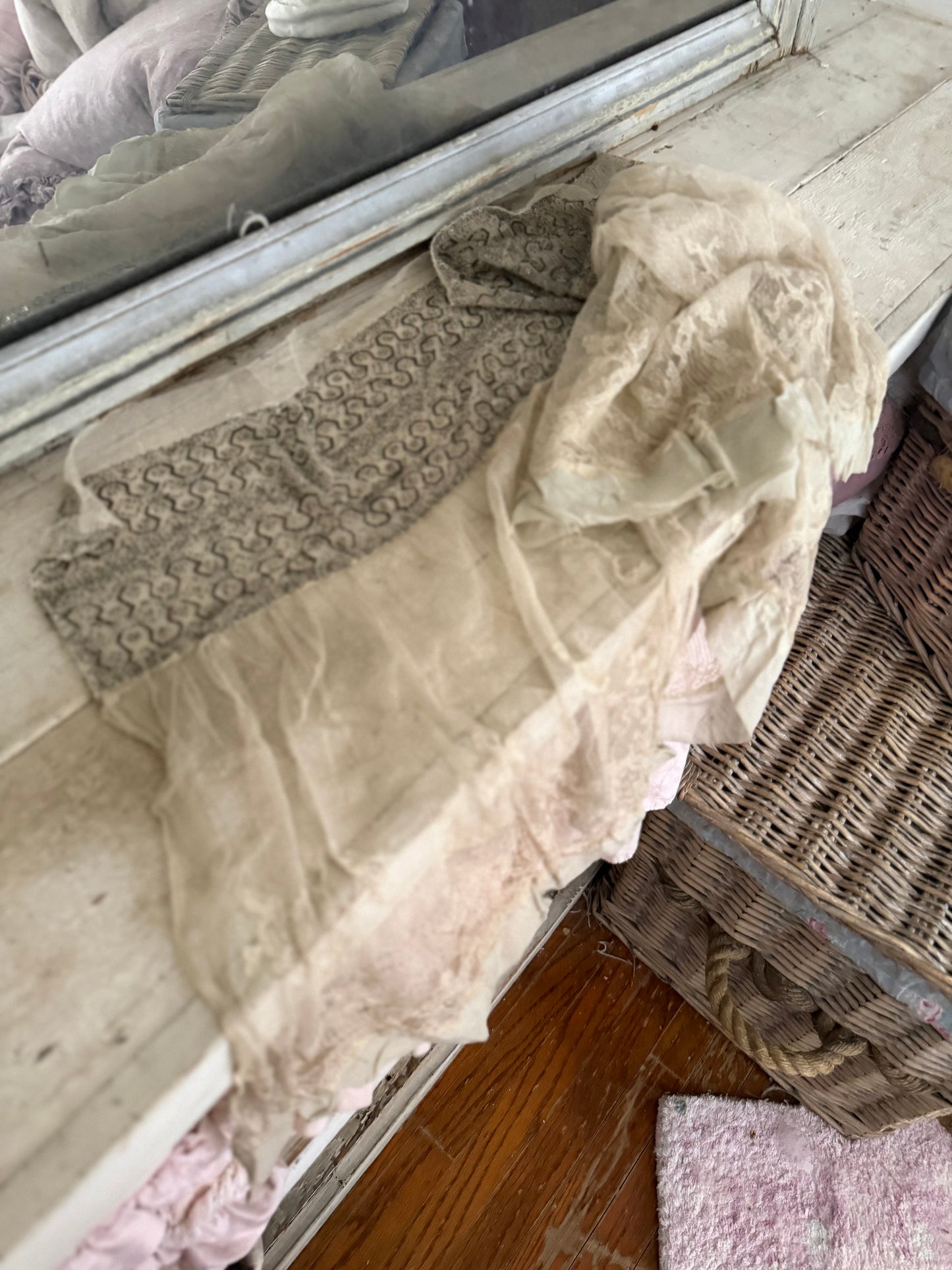 Antique Silk Beaded Lace Panel From Edwardian Dress