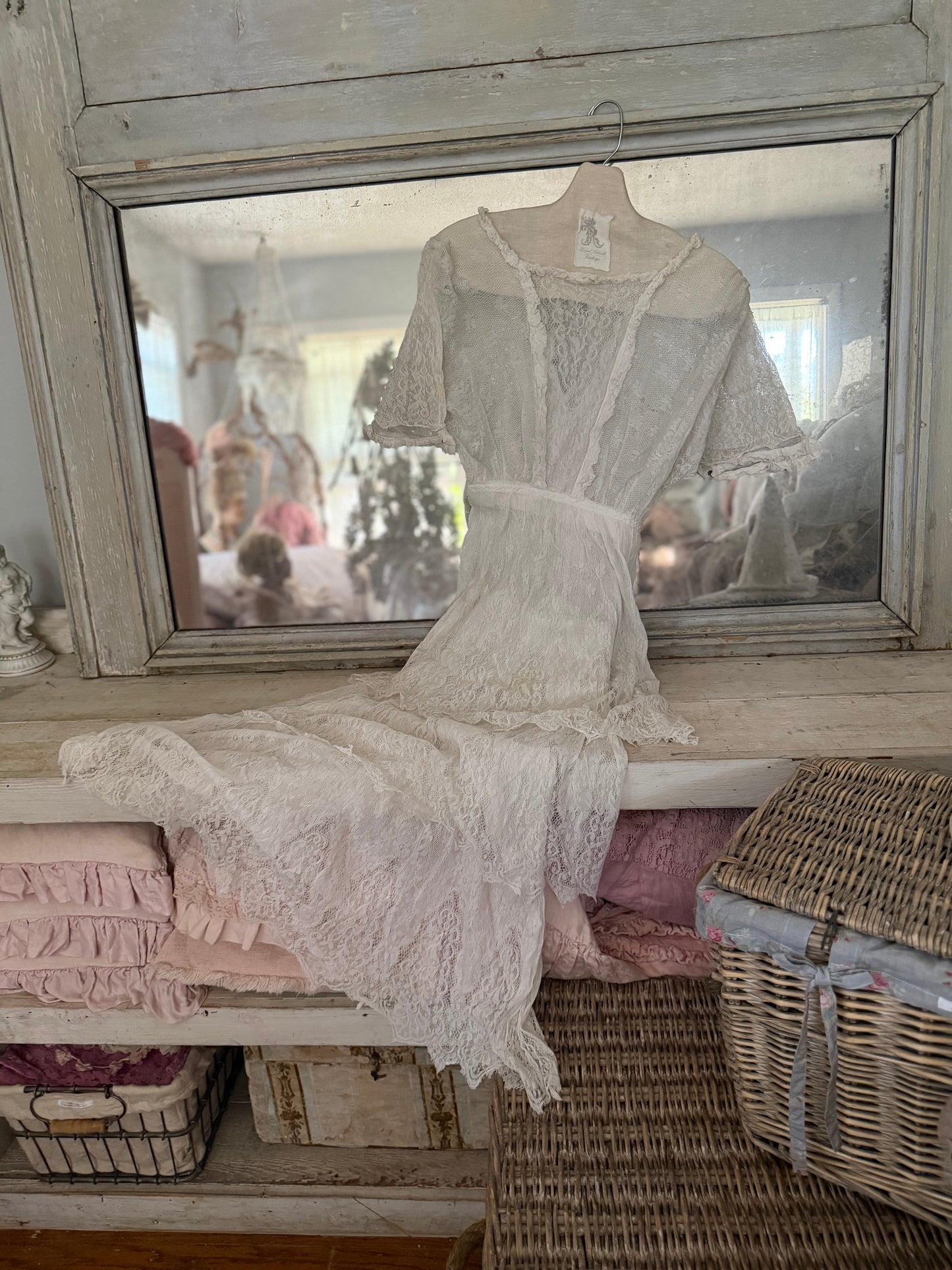 Antique White Net Lace Dress