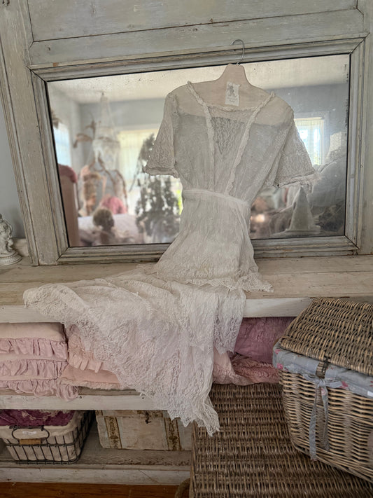 Antique White Net Lace Dress