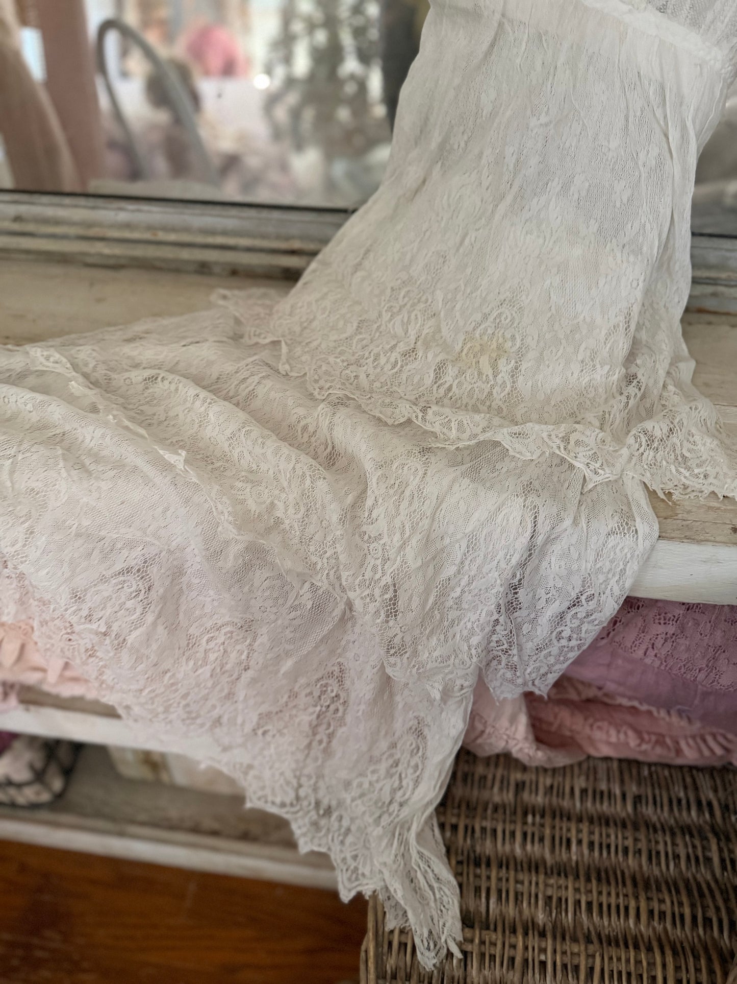 Antique White Net Lace Dress