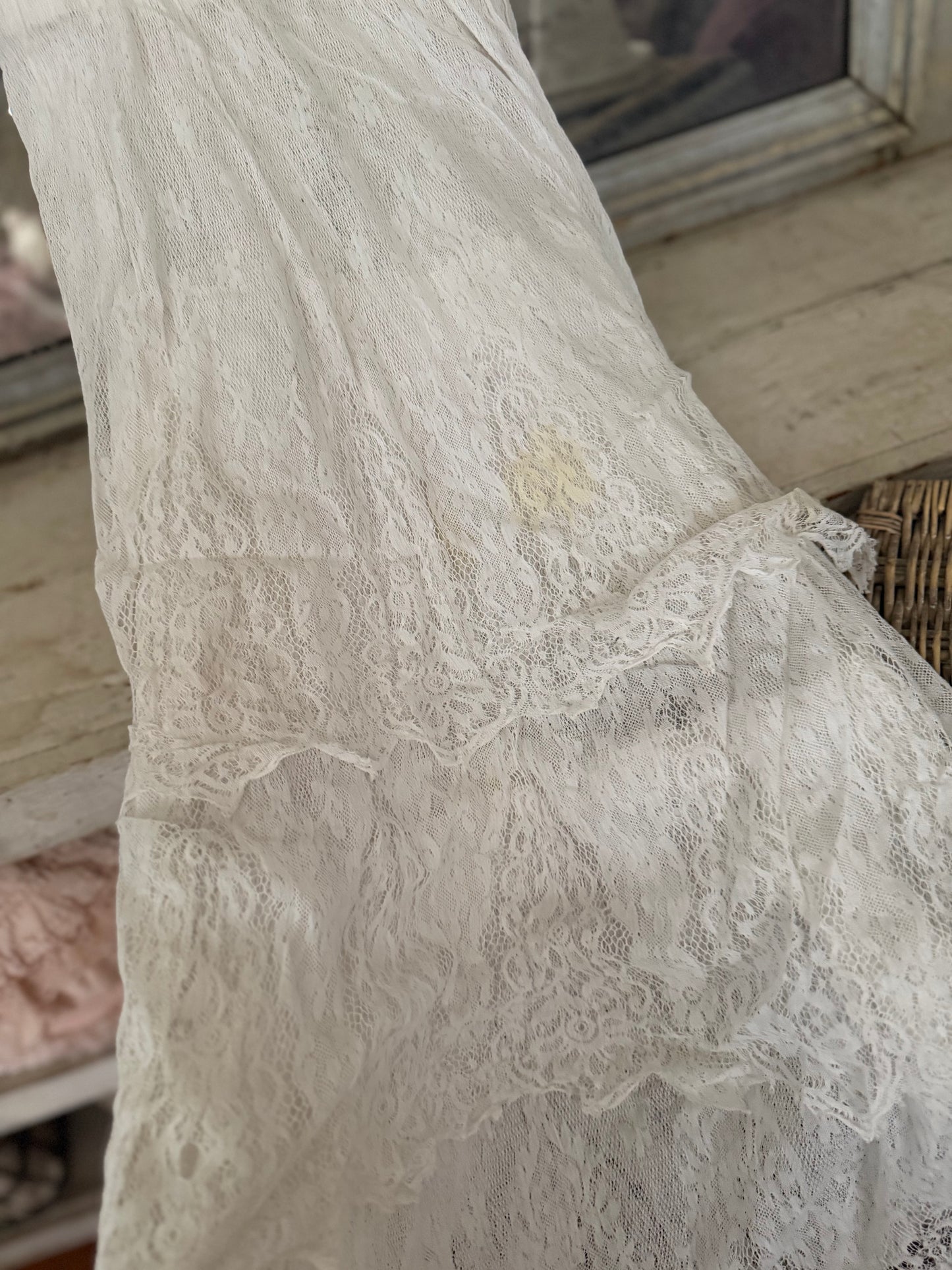 Antique White Net Lace Dress