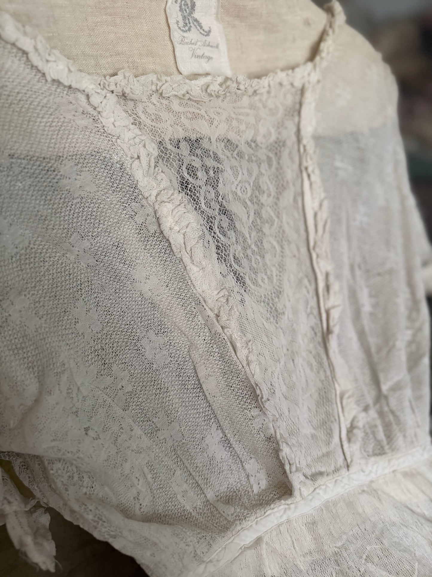 Antique White Net Lace Dress