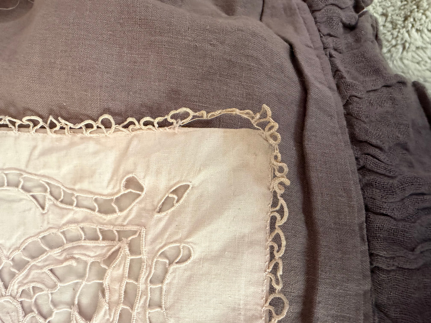 Antique Pink Overdye Cherub Lace Sham