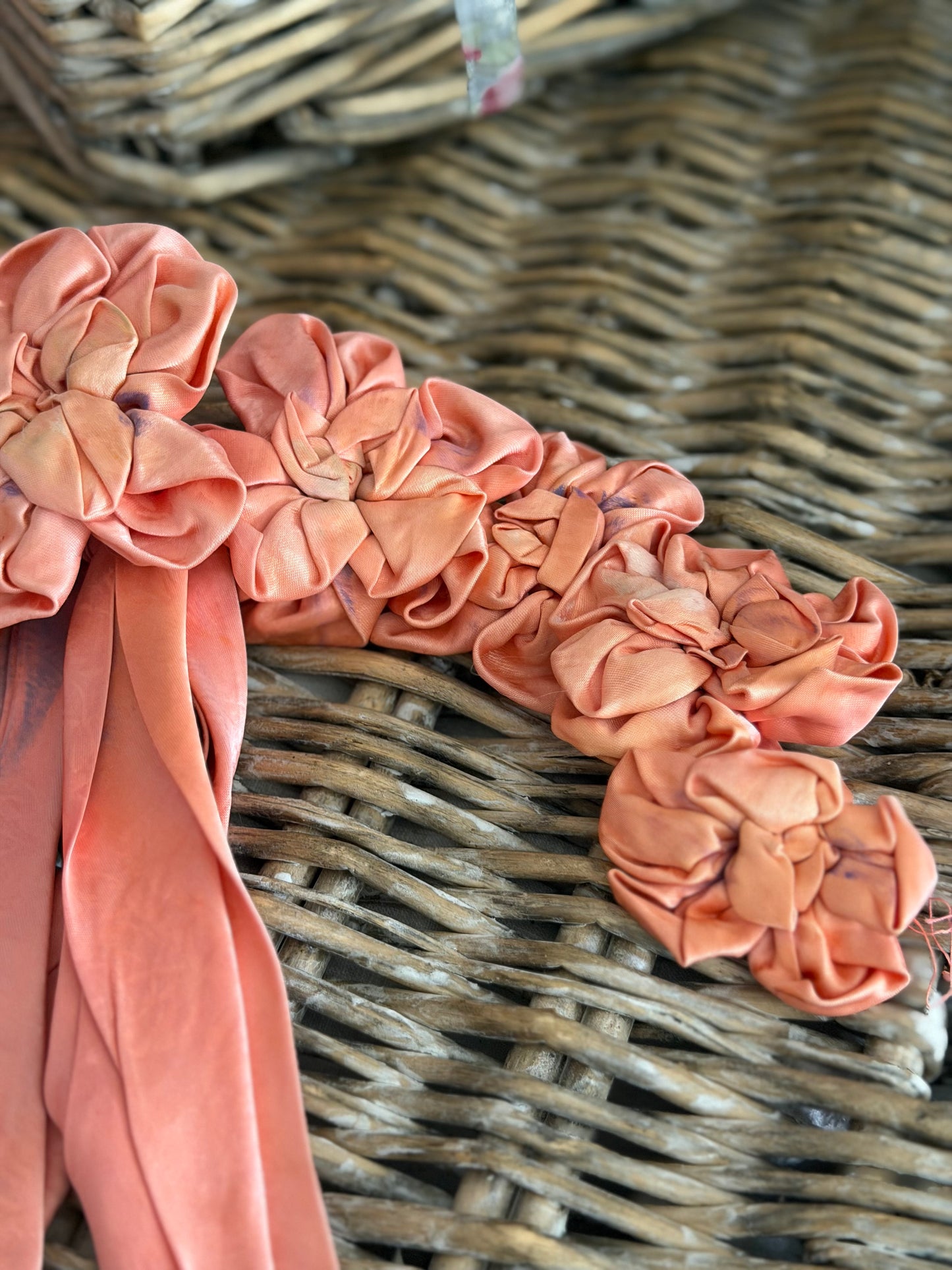 Antique Pink Satin Ribbonwork Rosettes