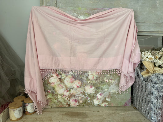 Antique Pink Bobble Pelmet Curtain