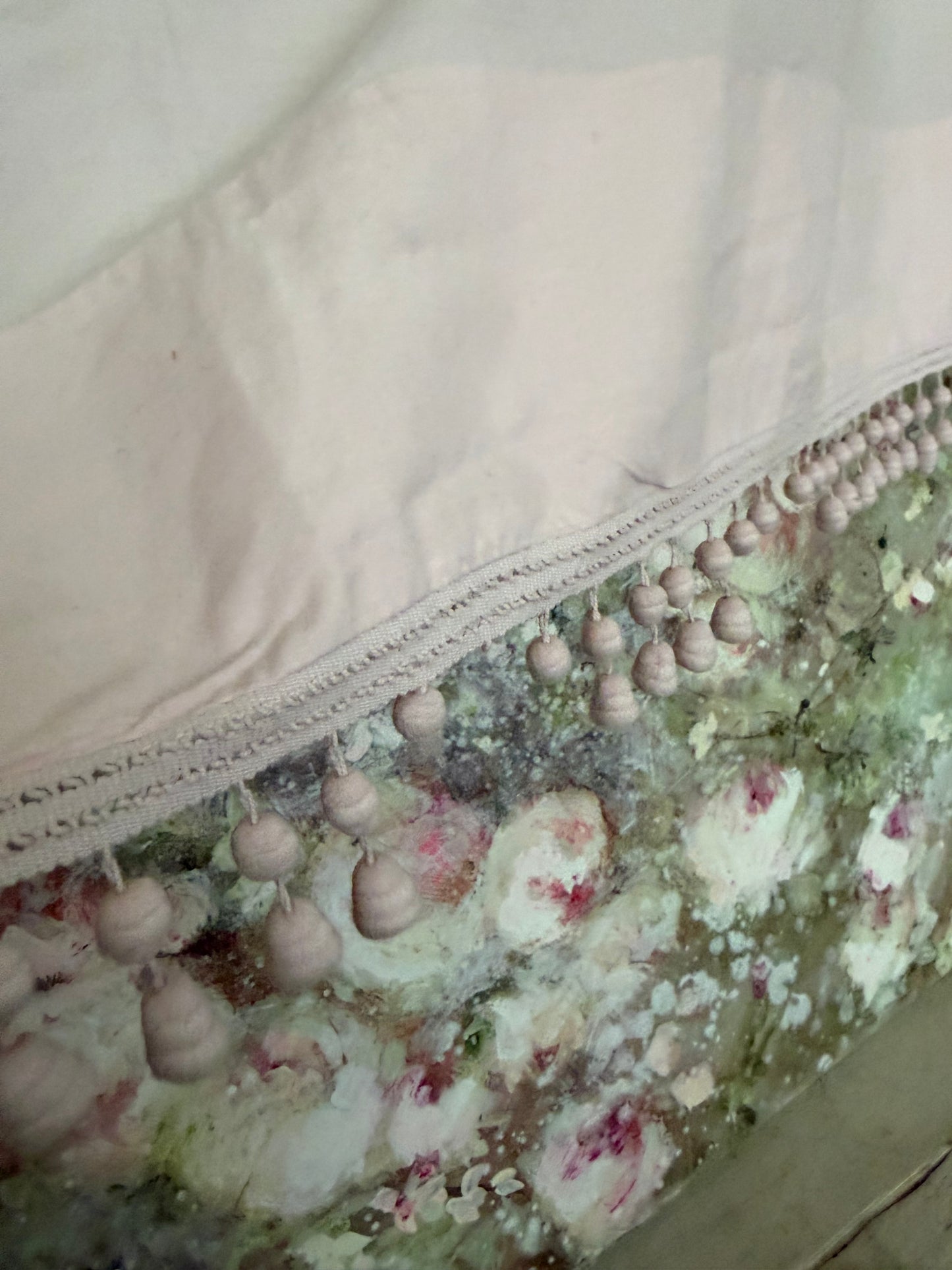Antique Pink Bobble Pelmet Curtain
