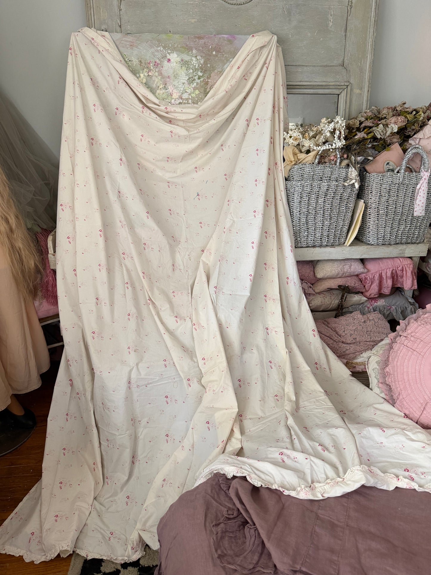 RASSC Rachel Ashwell Ditsy Floral Pink Cal King Sheet