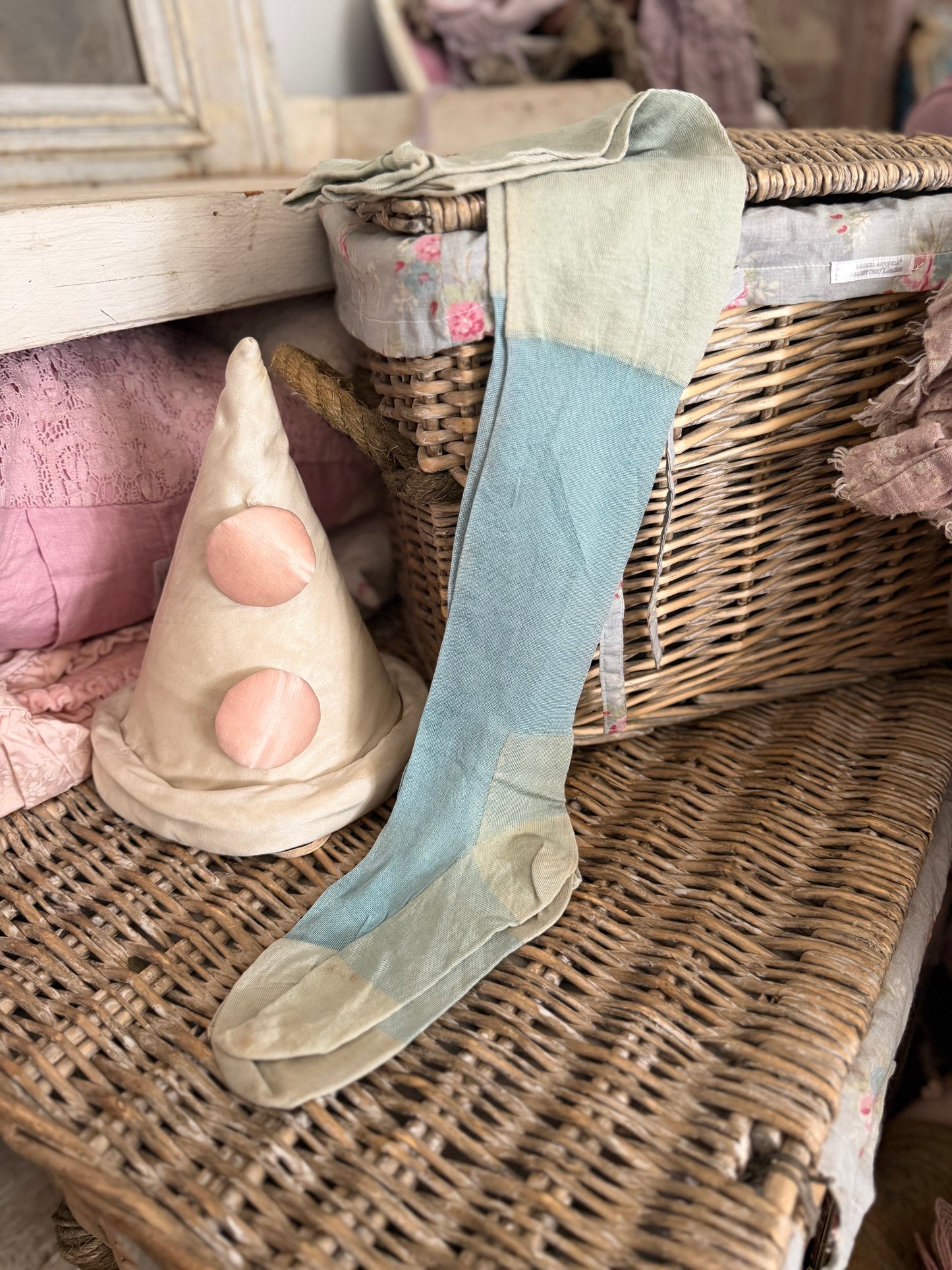 Antique Blue Silk Stockings