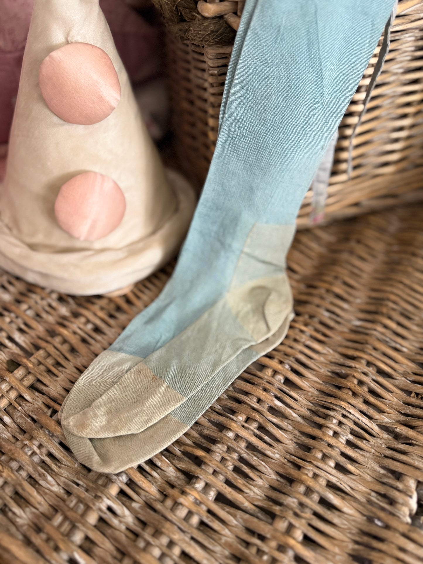 Antique Blue Silk Stockings