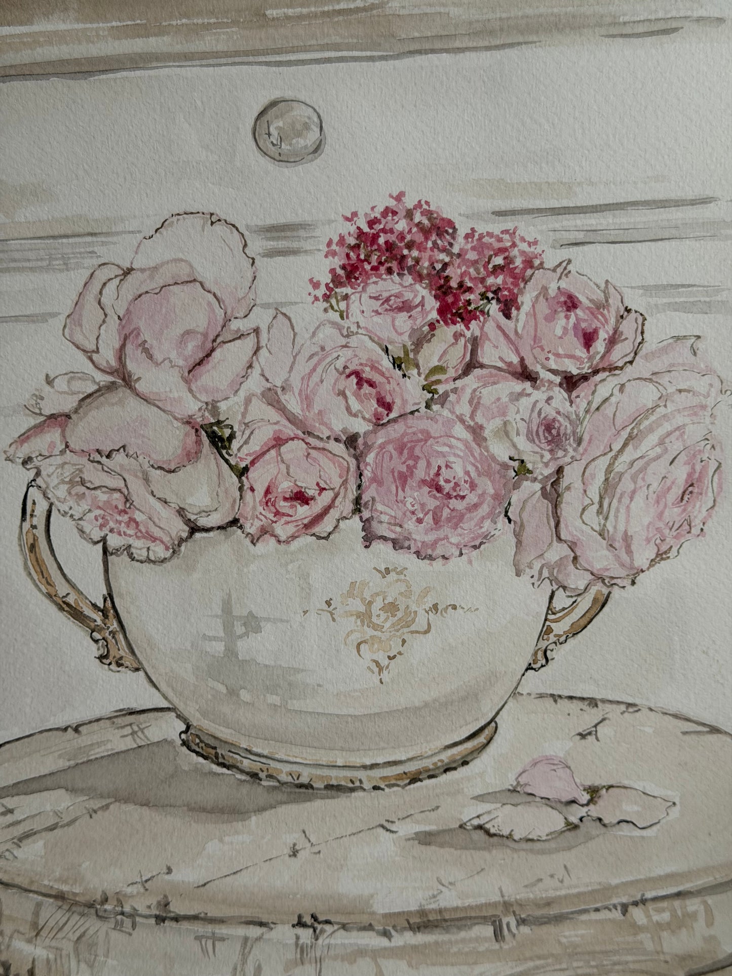 Original Ben Peck Whiston Watercolor Painting Rachel Ashwell Shabby Chic Couture