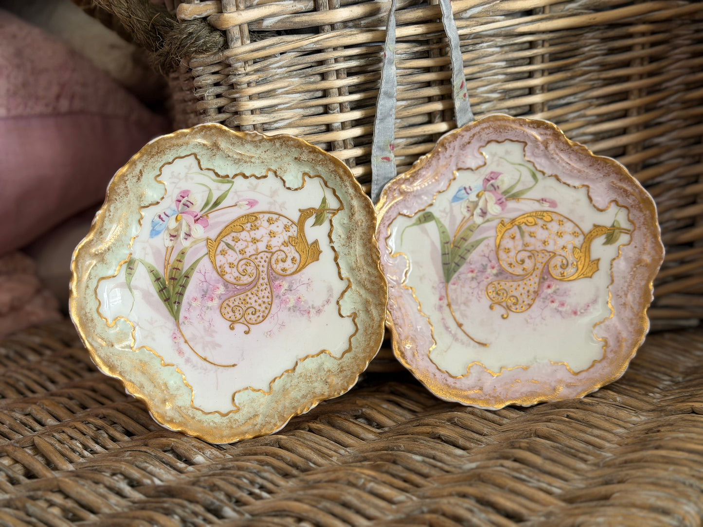 Pair Antique Hand Painted Limoges Plates
