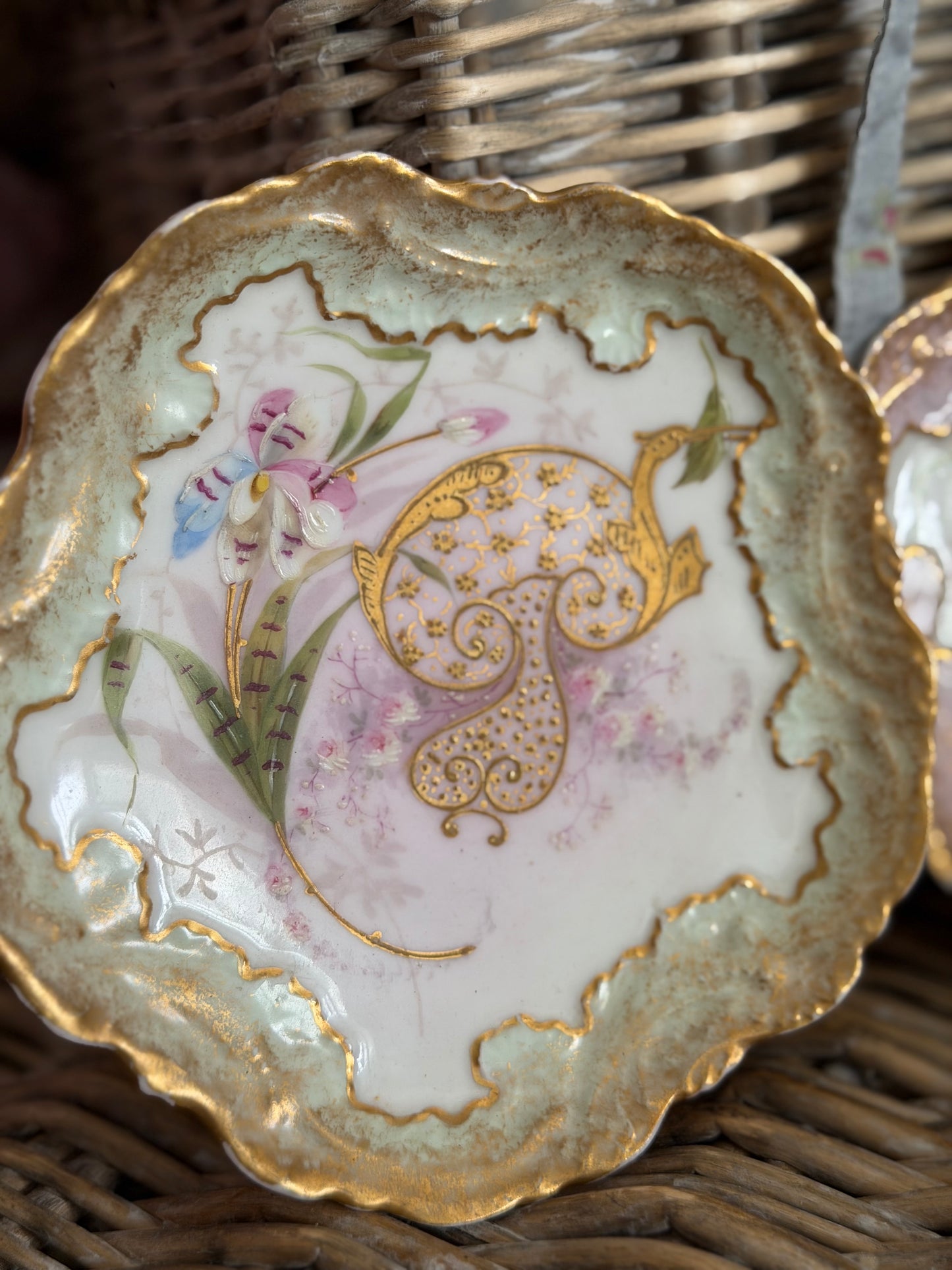 Pair Antique Hand Painted Limoges Plates