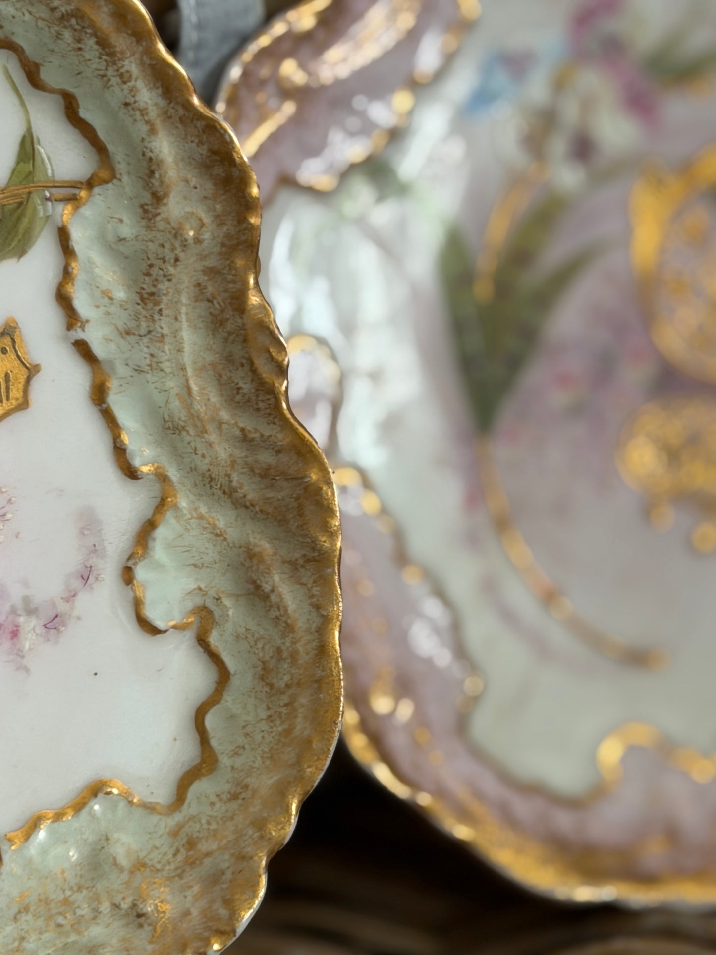 Pair Antique Hand Painted Limoges Plates