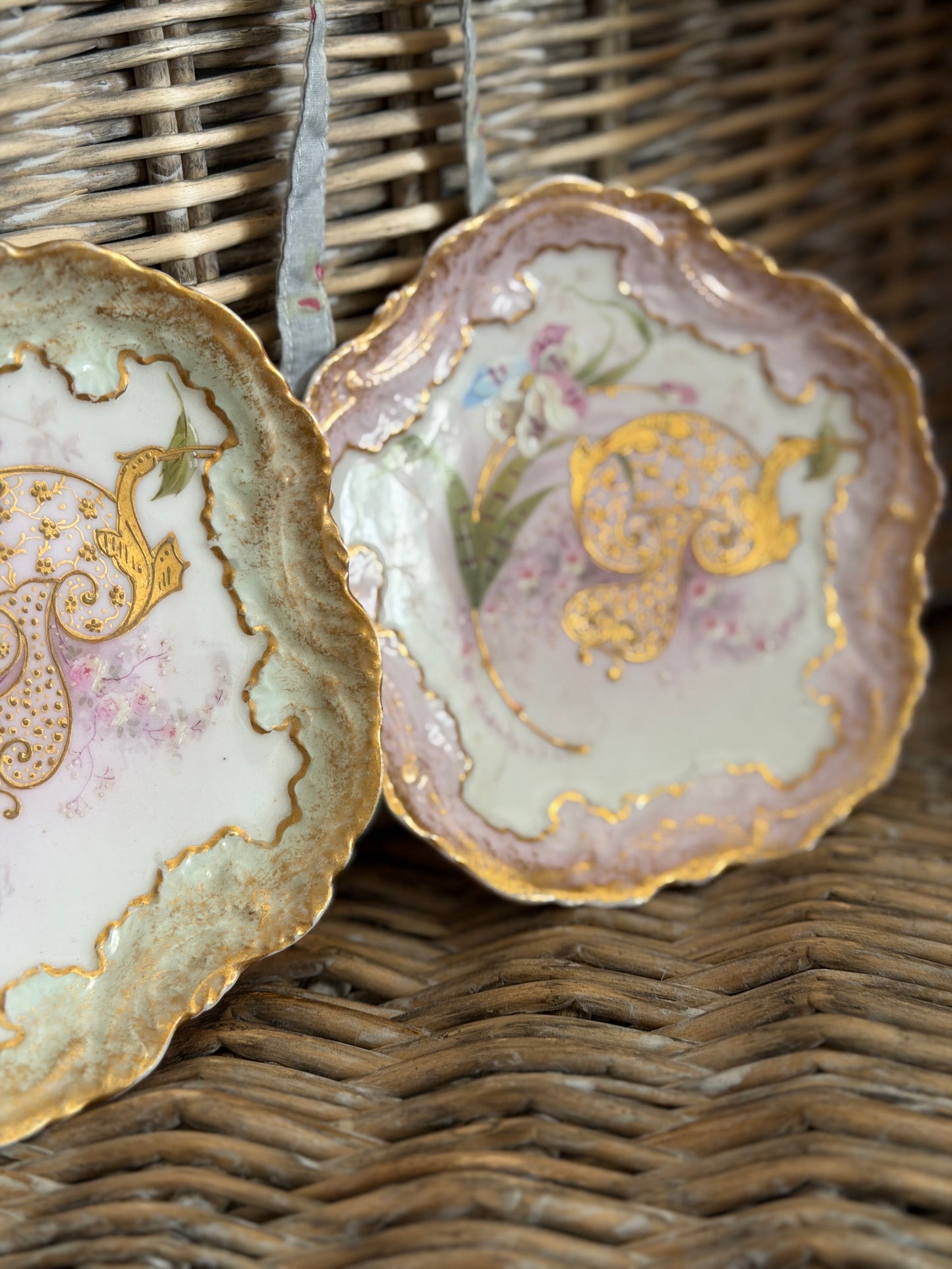 Pair Antique Hand Painted Limoges Plates