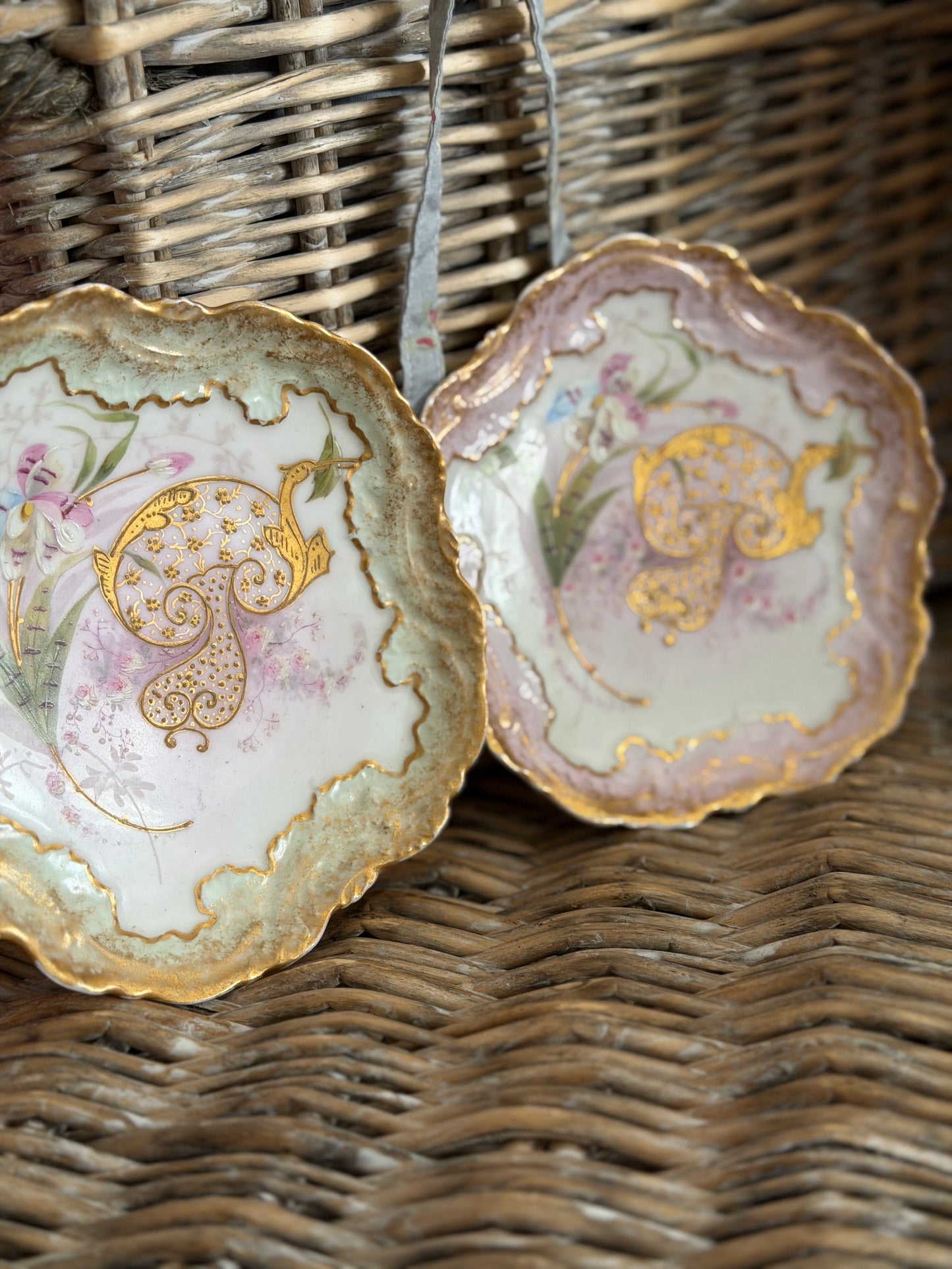 Pair Antique Hand Painted Limoges Plates