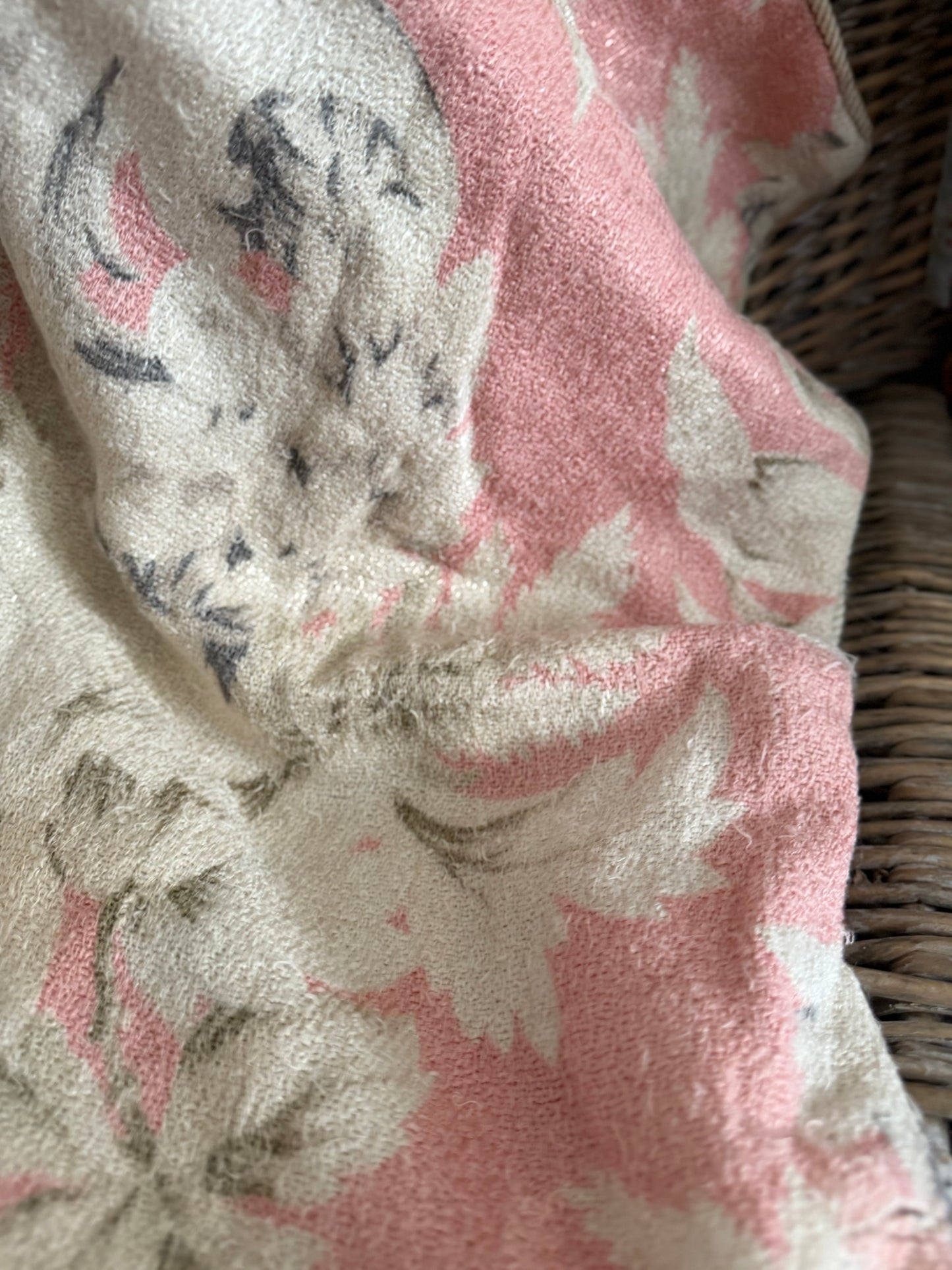 Antique Peachy Floral Rope Trim Pillow Sham